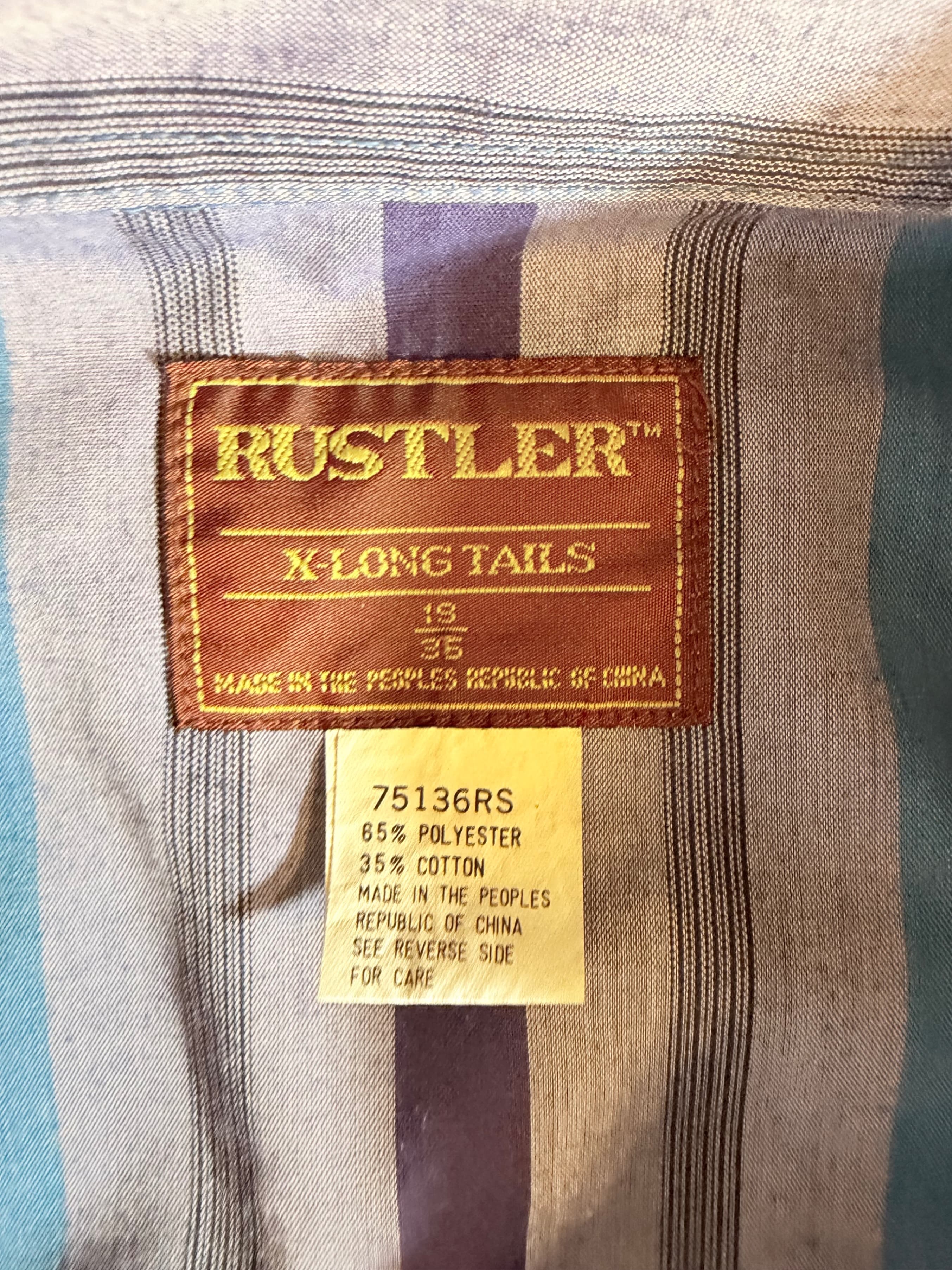 Rustler X Long Tails Striped Western Shirt Size 19 35 - Thumbnail 3