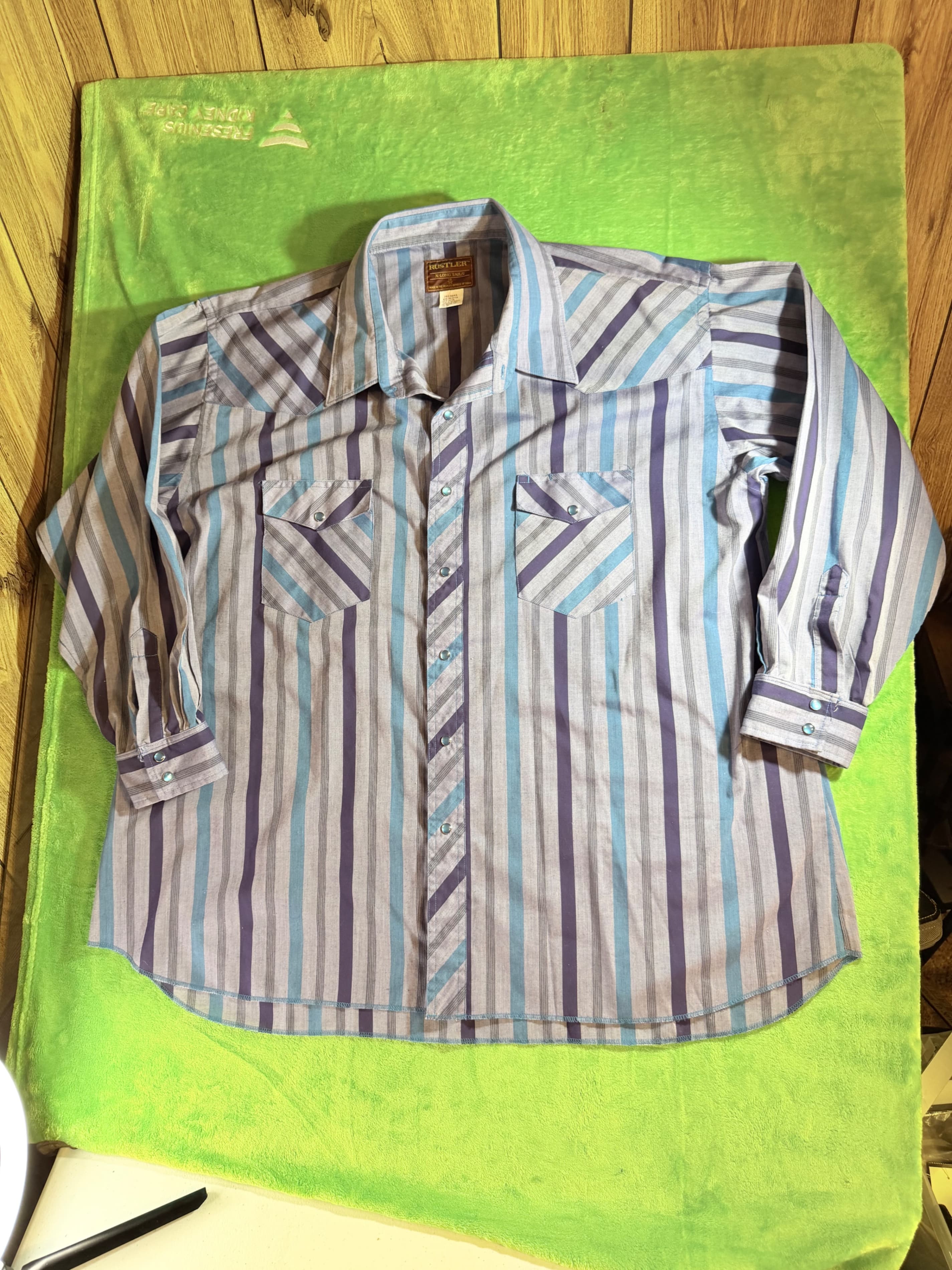 Rustler X Long Tails Striped Western Shirt Size 19 35 - Image 1