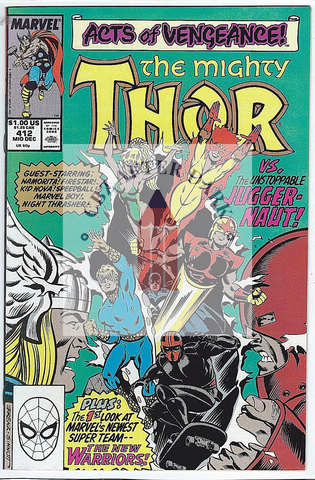 Thor, Vol. 1 #412A - 9.6 NM + Marvel Comics - 1989 1st full app. New Warriors - Image 1