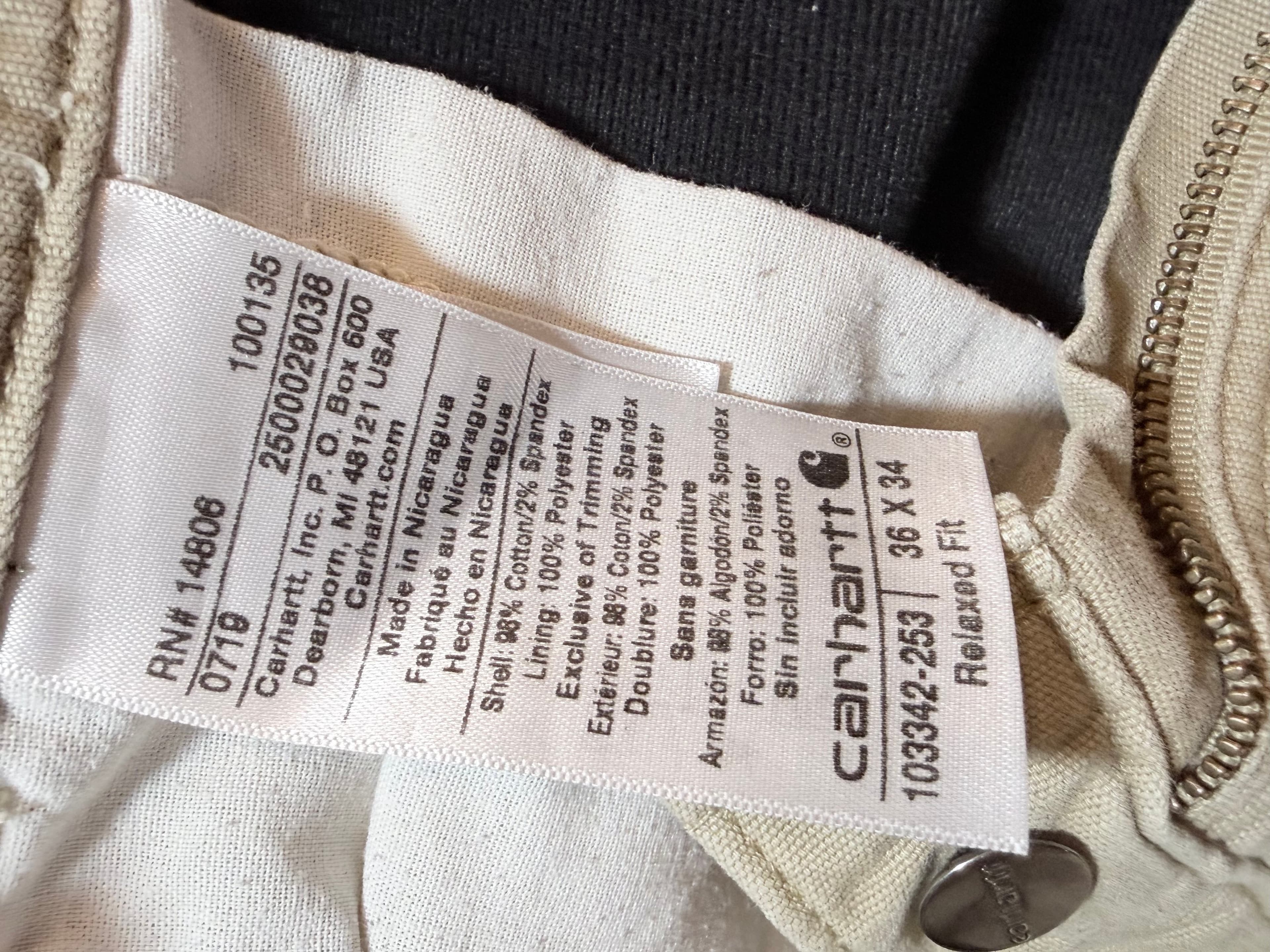 Carhartt Relaxed Fit 36x34 Khaki Pants Made in Nicaragua - Thumbnail 4