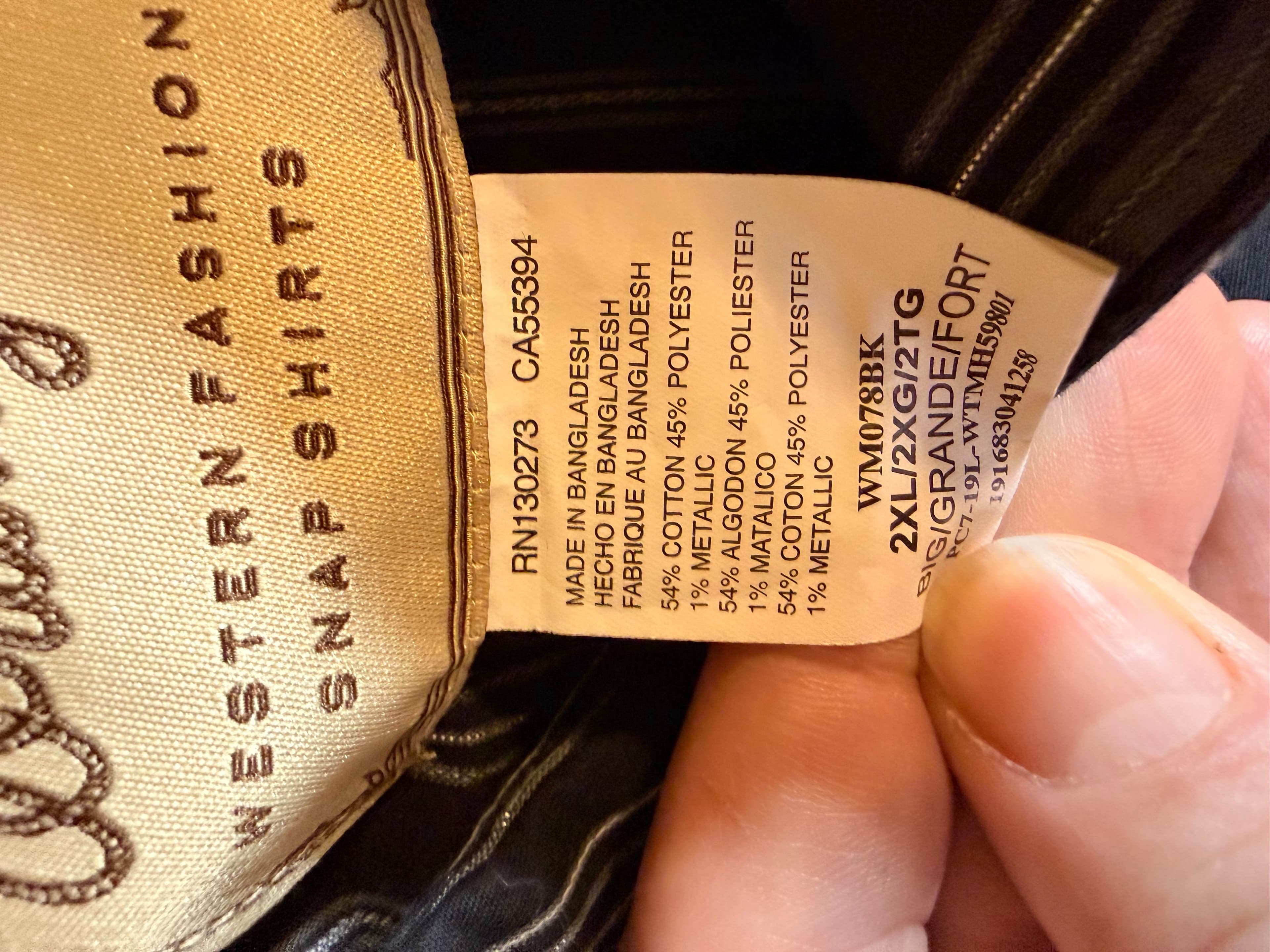 Wrangler Western Fashion Snap Shirt 2XL Black Striped - Thumbnail 4