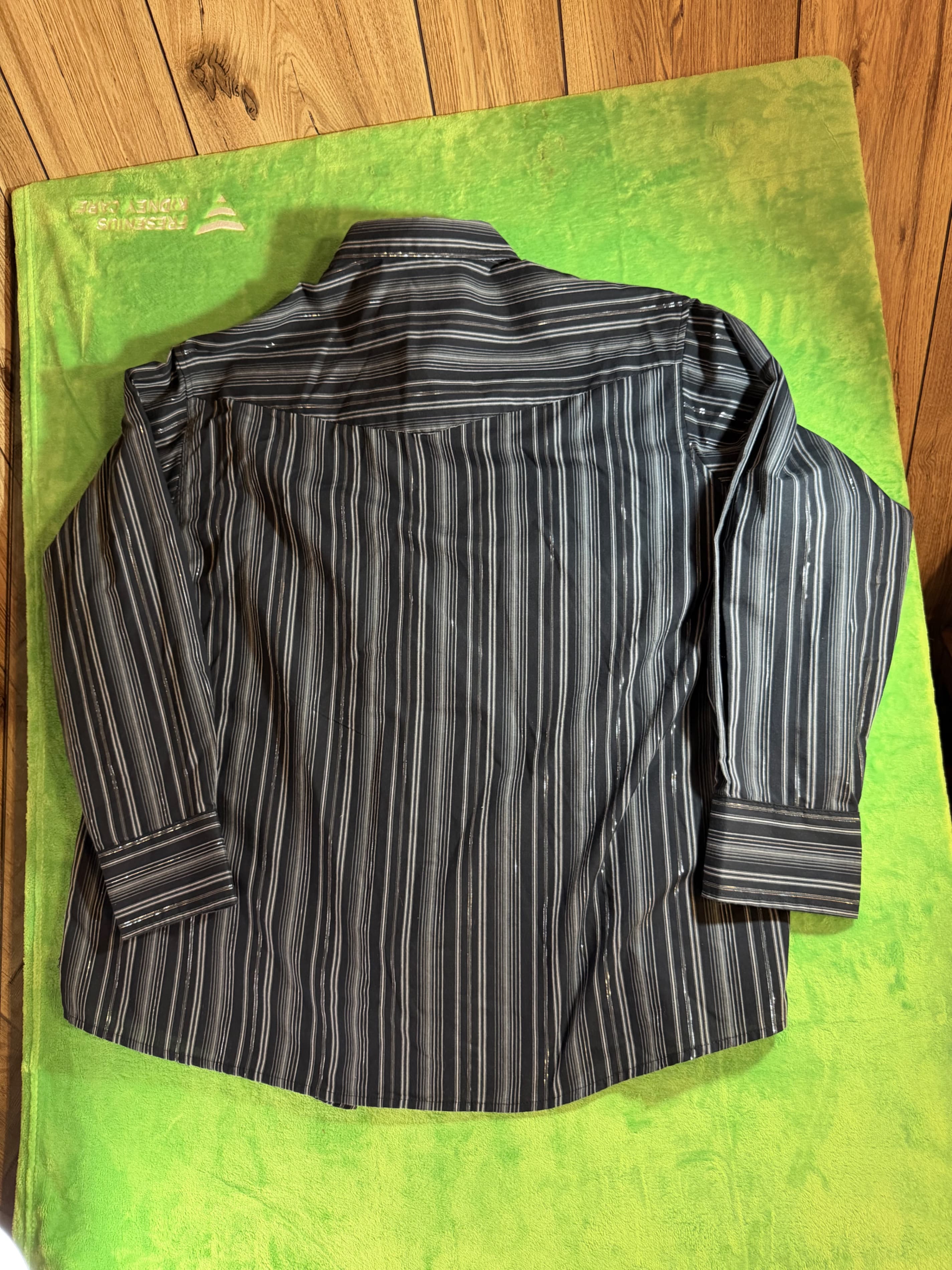 Wrangler Western Fashion Snap Shirt 2XL Black Striped - Thumbnail 2