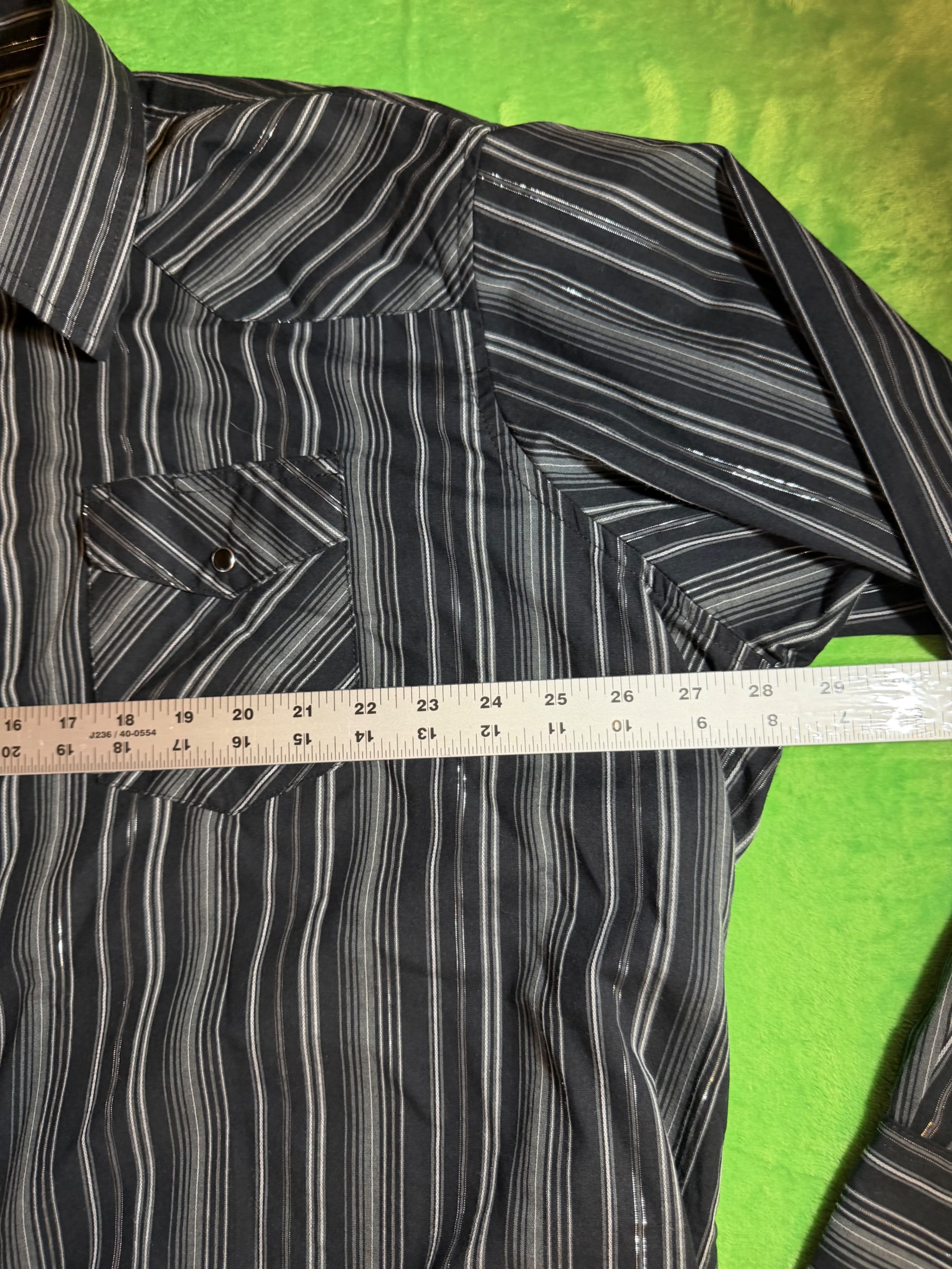 Wrangler Western Fashion Snap Shirt 2XL Black Striped - Thumbnail 7