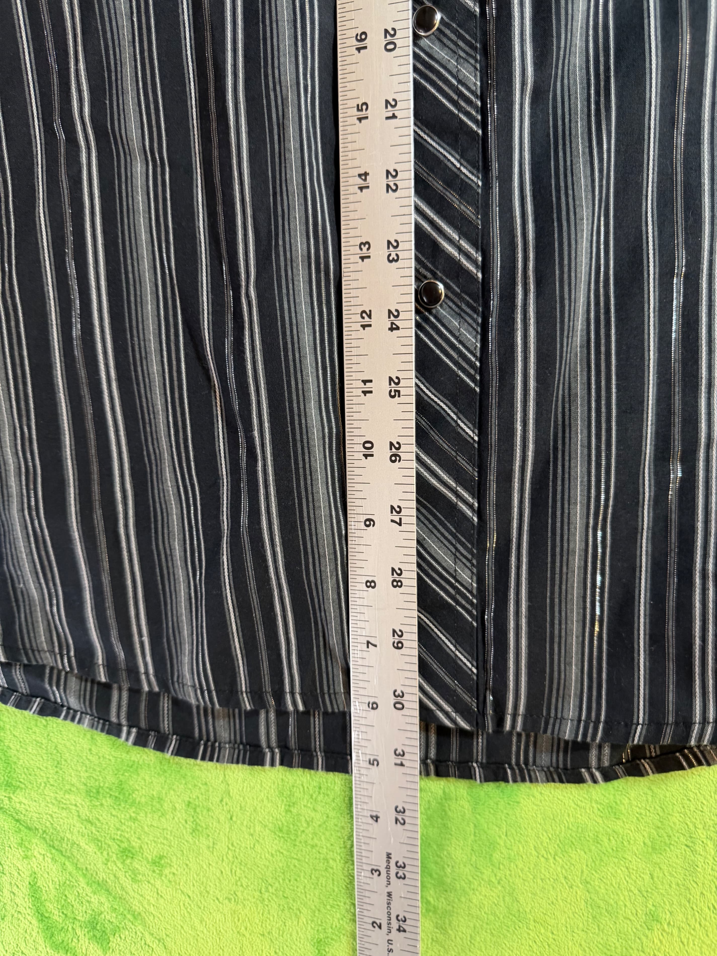 Wrangler Western Fashion Snap Shirt 2XL Black Striped - Thumbnail 8