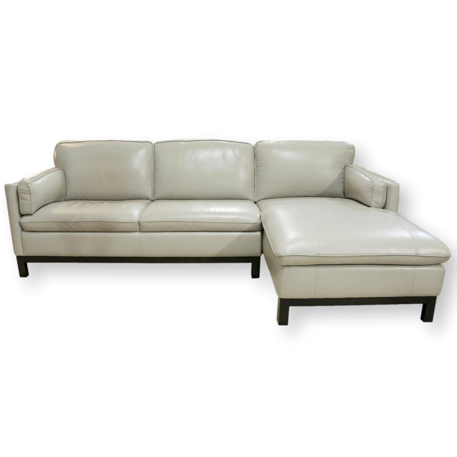 Violino Soft Gray Leather Sectional - Light Gray - Image 1