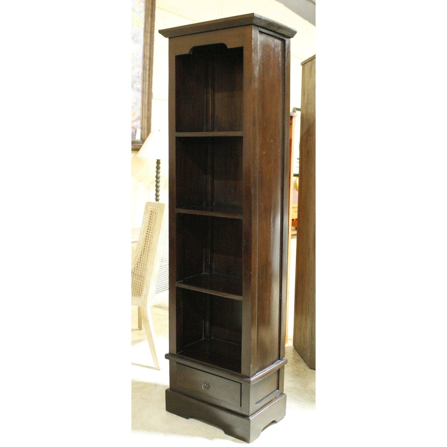 Espresso Narrow Bookcase w/Drawer - Espresso - Thumbnail 3