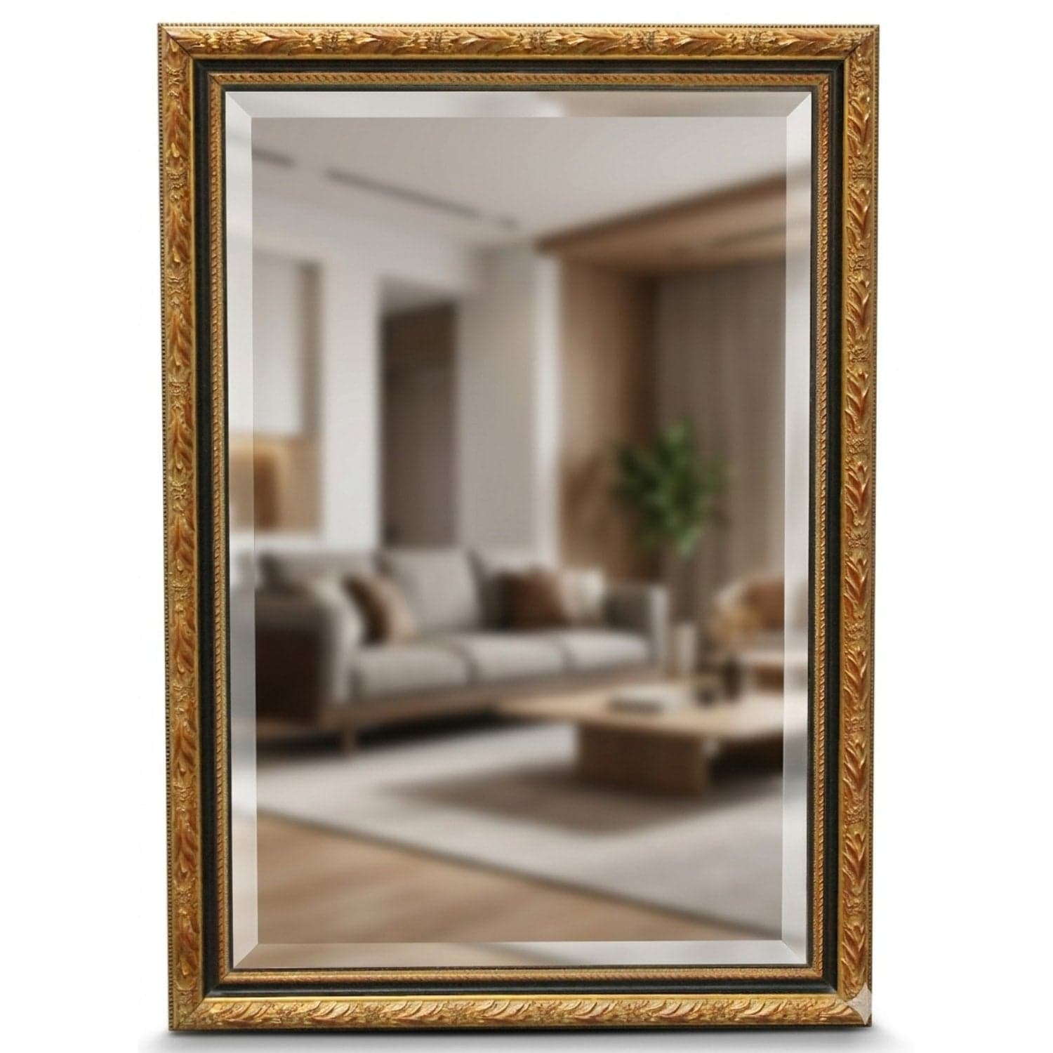 Black & Gold Framed Mirror - Image 1