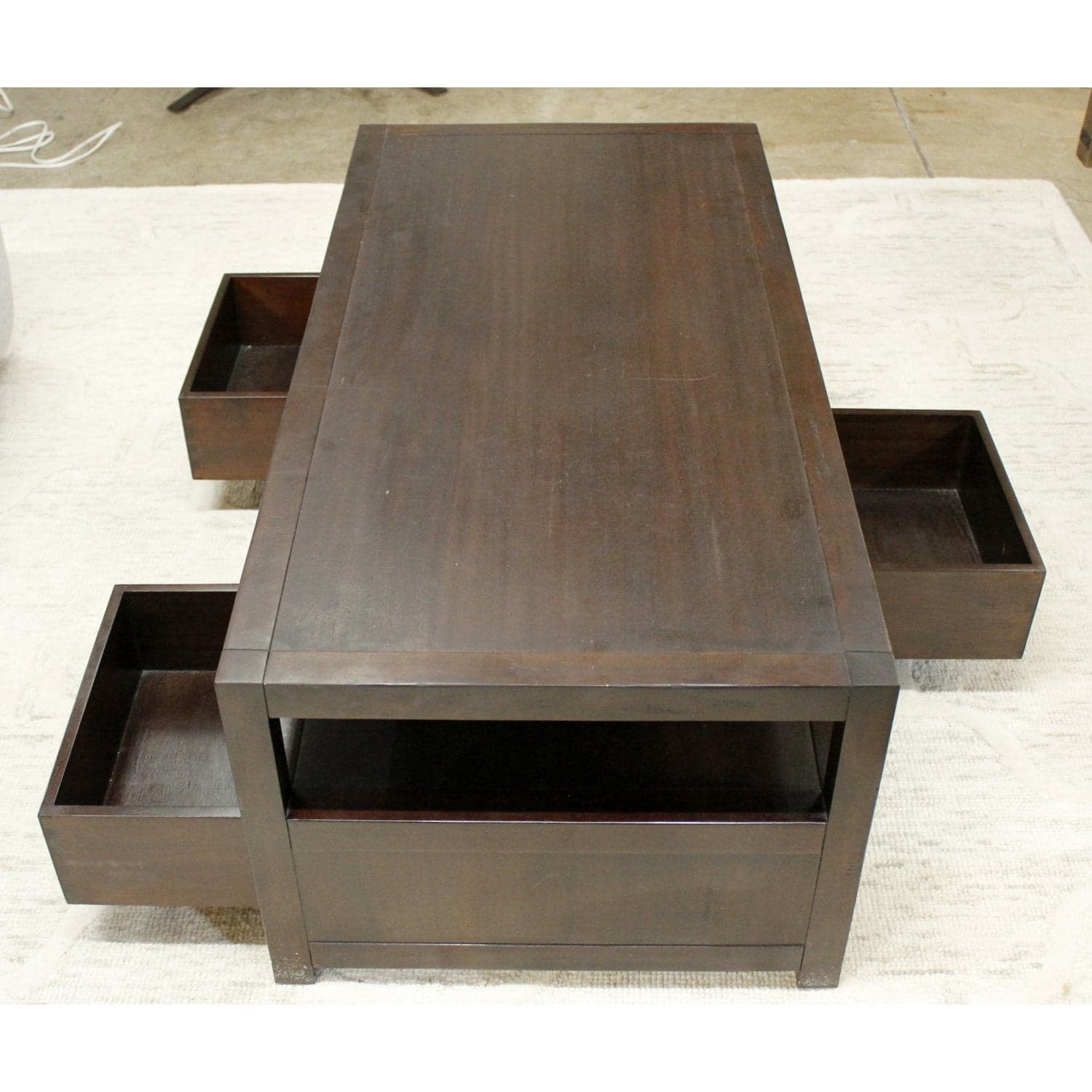 Pottery Barn "Ryhs" Dark Brown 3 Drawer Coffee Table - Dark Brown - Thumbnail 2