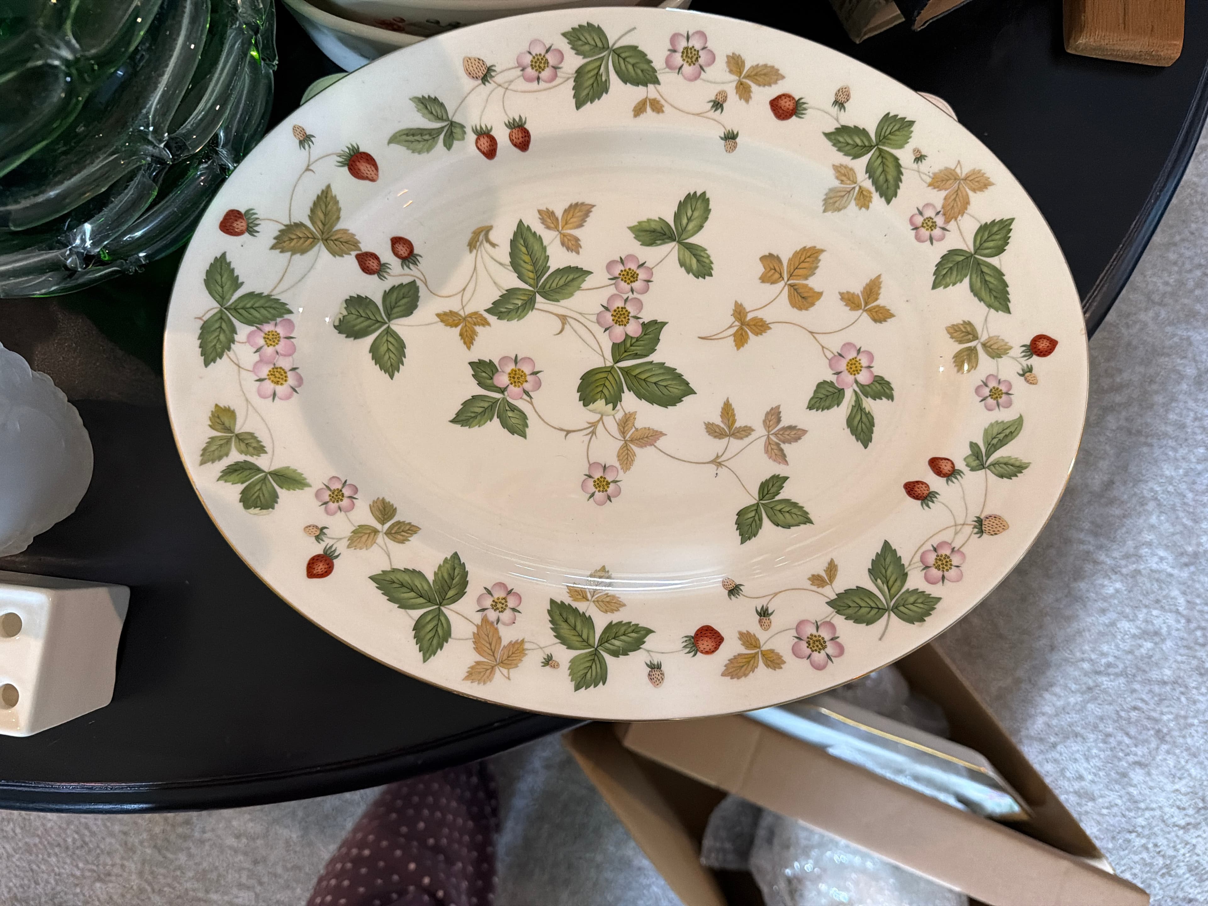 Wedgwood Wild Strawberry Bone China 13.75" Oval Serving Platter - Image 1