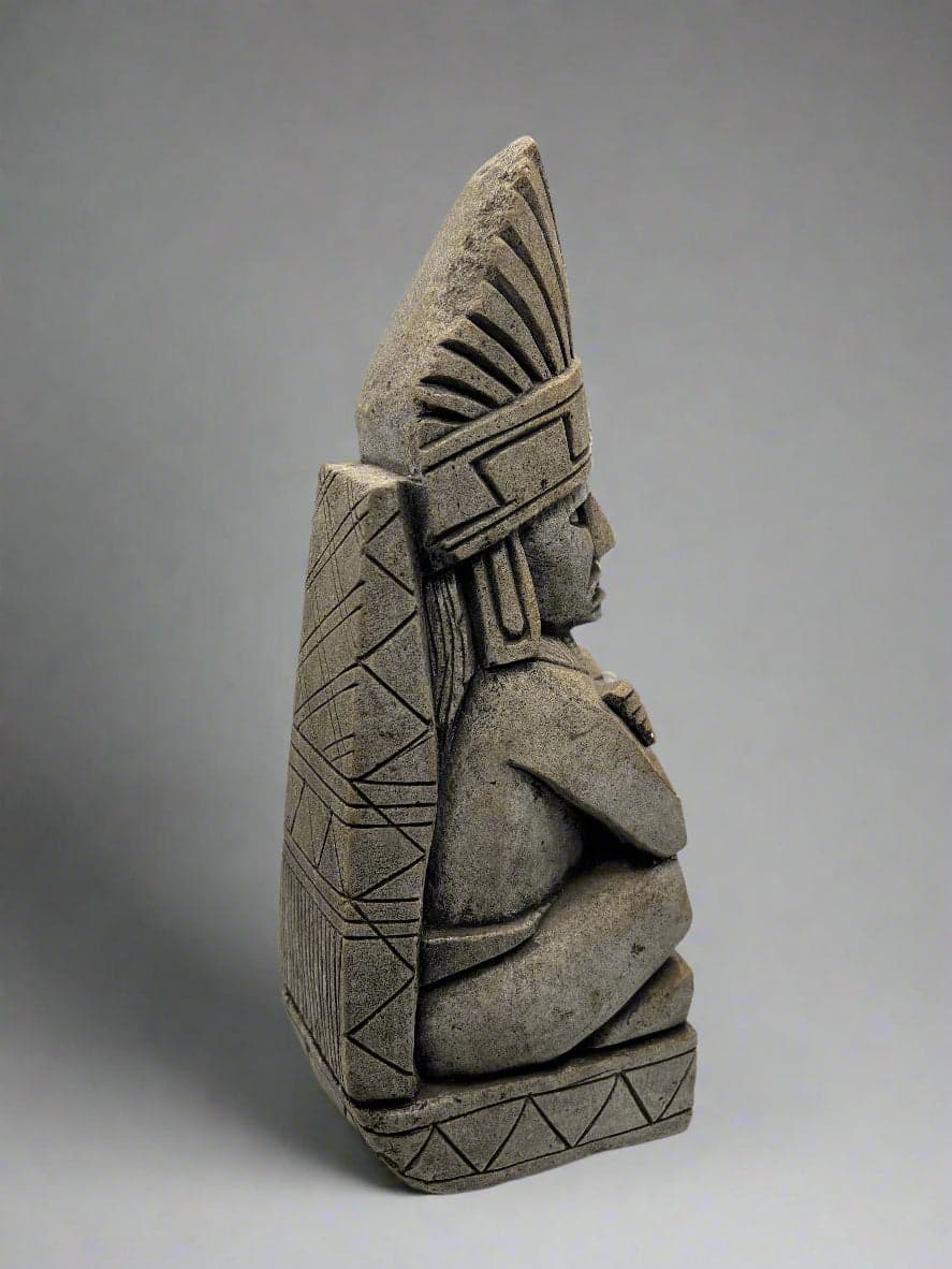 Hand-Carved Mayan Stone Sculpture 11" - Authentic Aztec Basalt Art - Thumbnail 5
