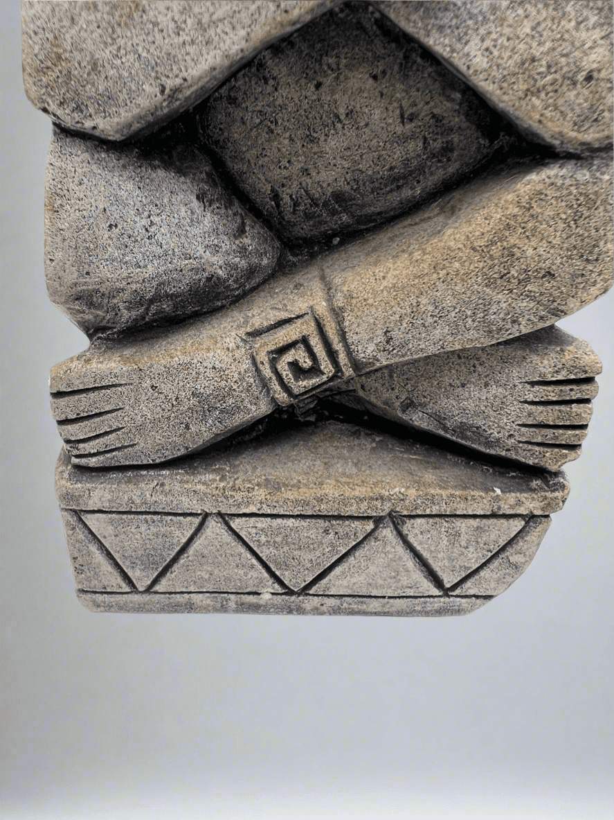 Hand-Carved Mayan Stone Sculpture 11" - Authentic Aztec Basalt Art - Thumbnail 8
