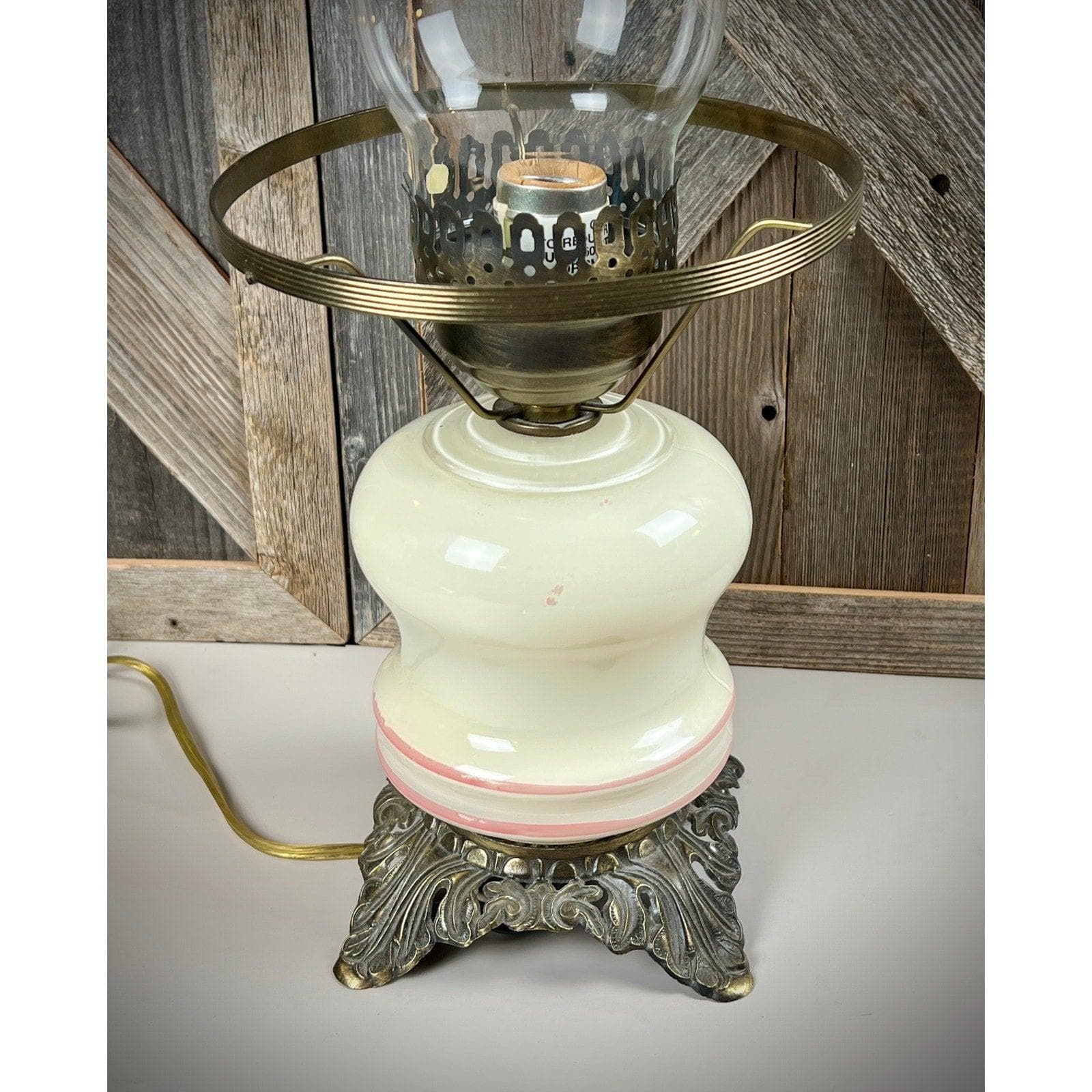 Vintage Accurate Casting Rose Hurricane Lamp | Pink Floral Milk Glass Parlor Light - Thumbnail 7