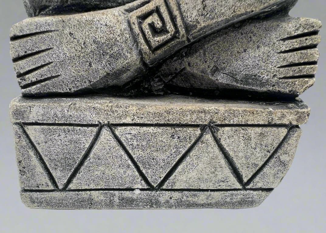 Hand-Carved Mayan Stone Sculpture 11" - Authentic Aztec Basalt Art - Thumbnail 9