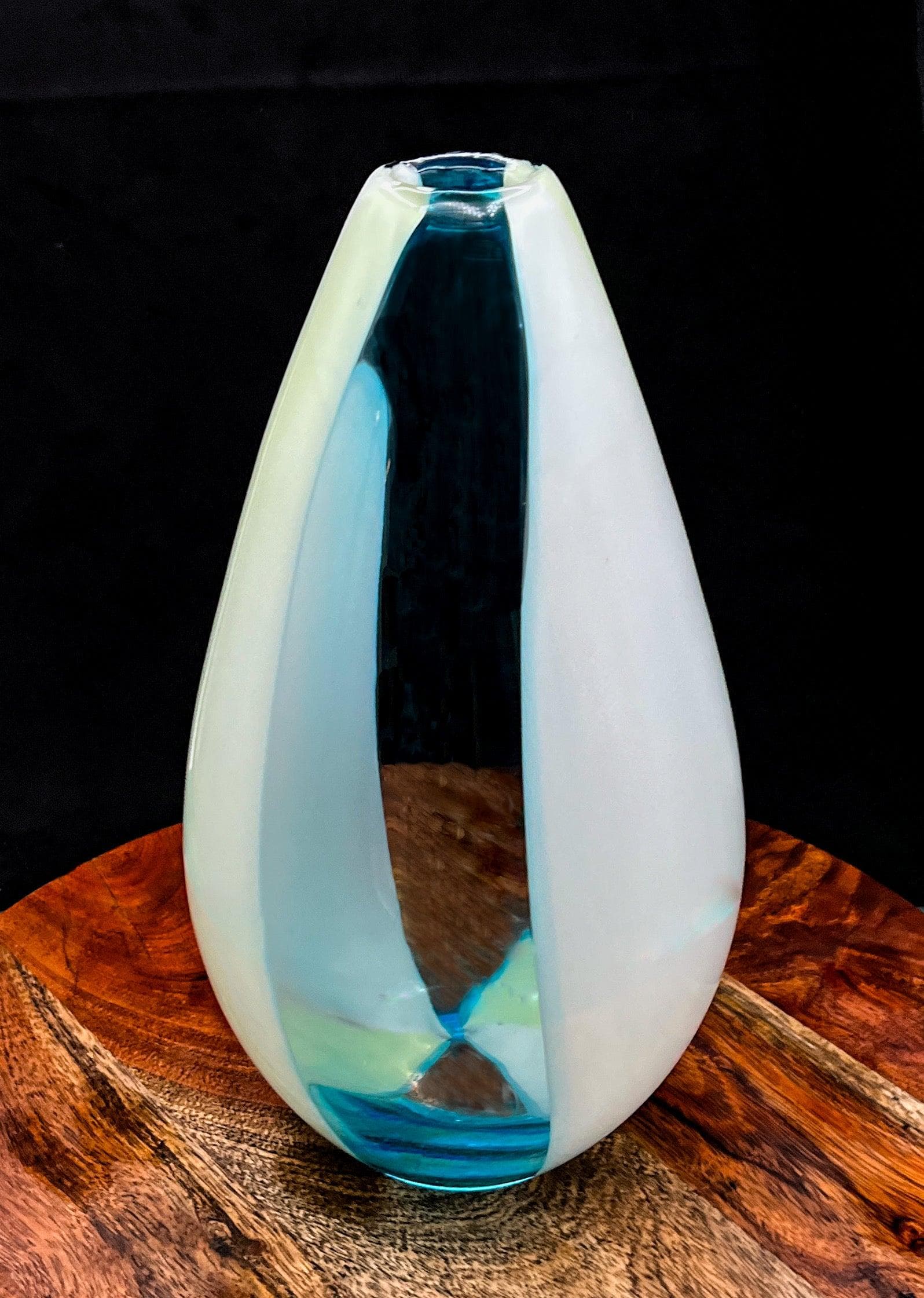 Large Murano Sommerso Glass Vase | Attributed Gino Cenedese | Blue & Green - Thumbnail 13