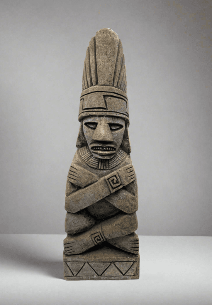 Hand-Carved Mayan Stone Sculpture 11" - Authentic Aztec Basalt Art - Image 1