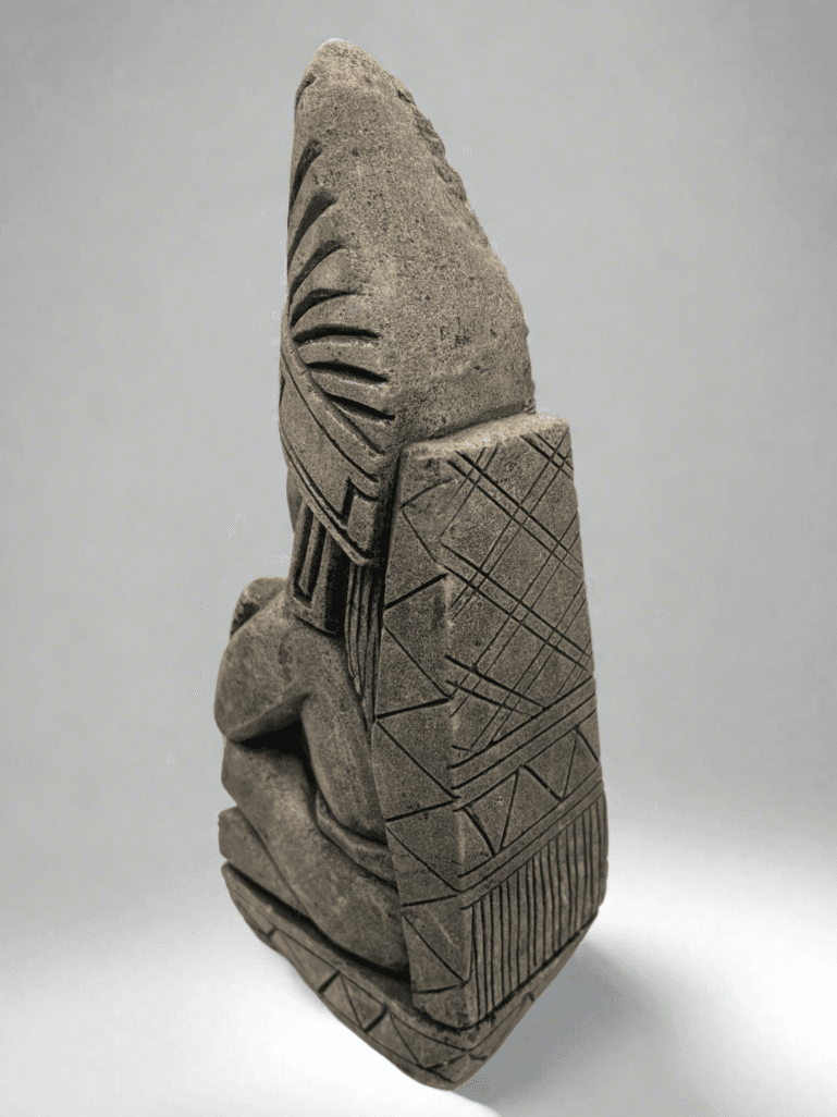 Hand-Carved Mayan Stone Sculpture 11" - Authentic Aztec Basalt Art - Thumbnail 4