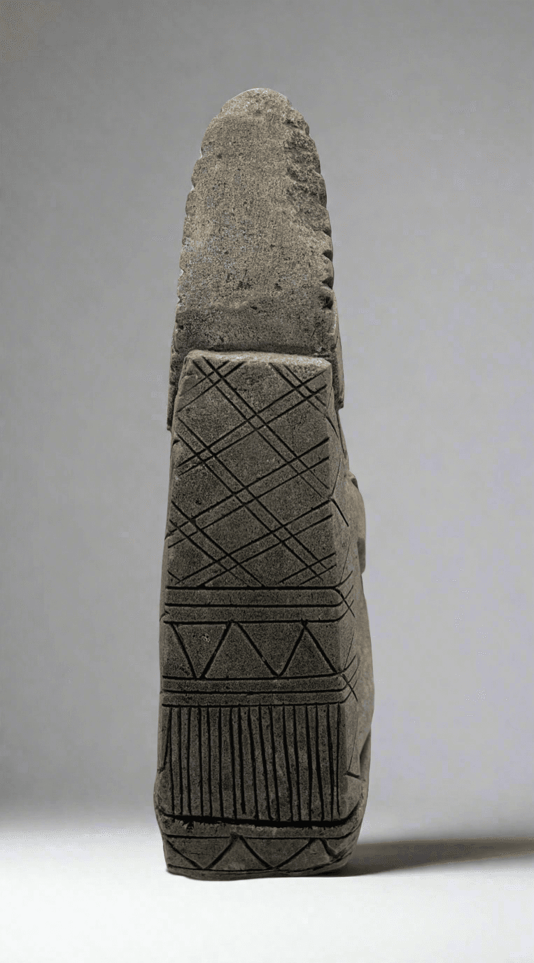 Hand-Carved Mayan Stone Sculpture 11" - Authentic Aztec Basalt Art - Thumbnail 6