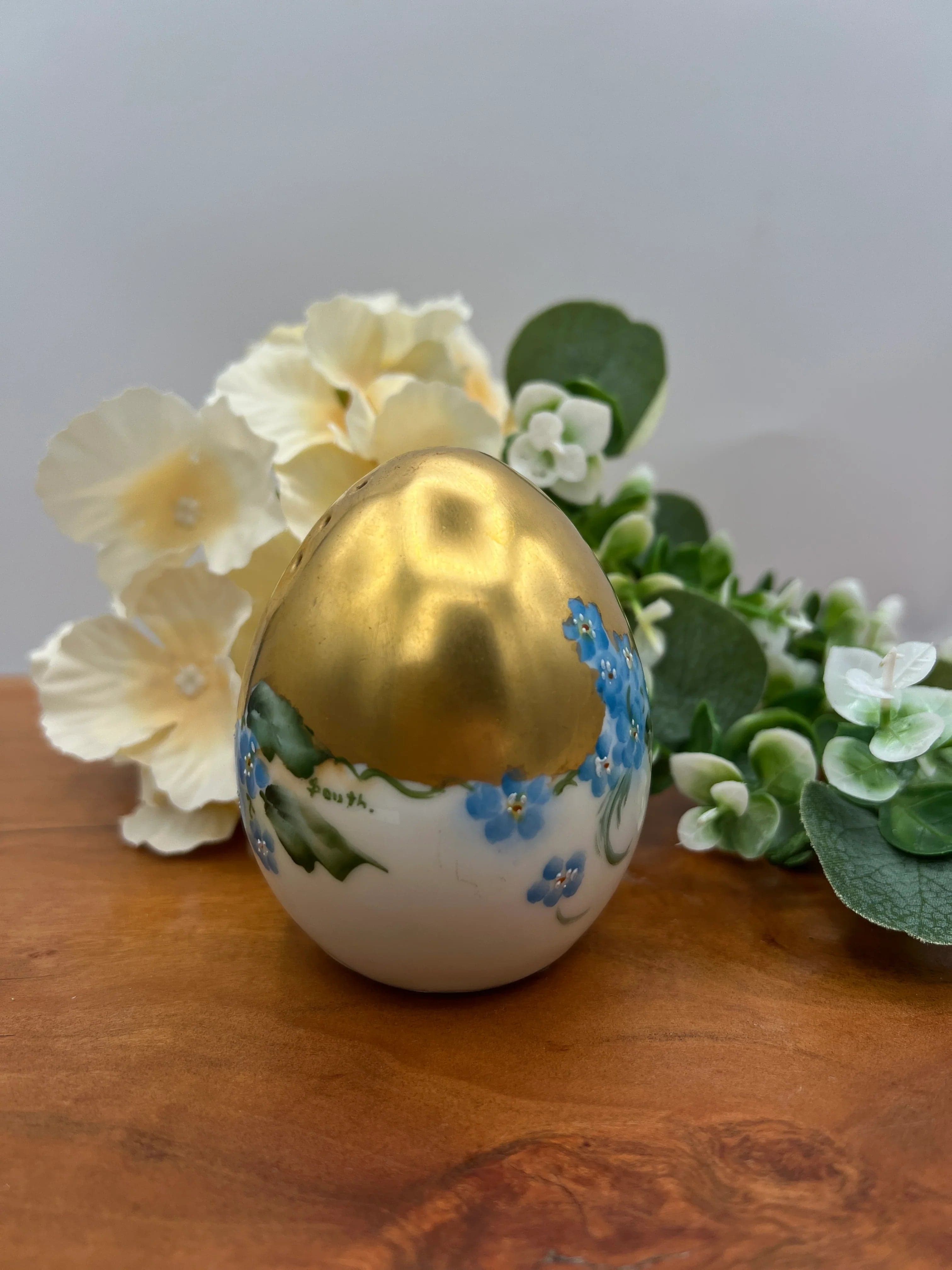 Antique Hand-Painted Porcelain Egg Shaker Signed South Art Nouveau - Thumbnail 2