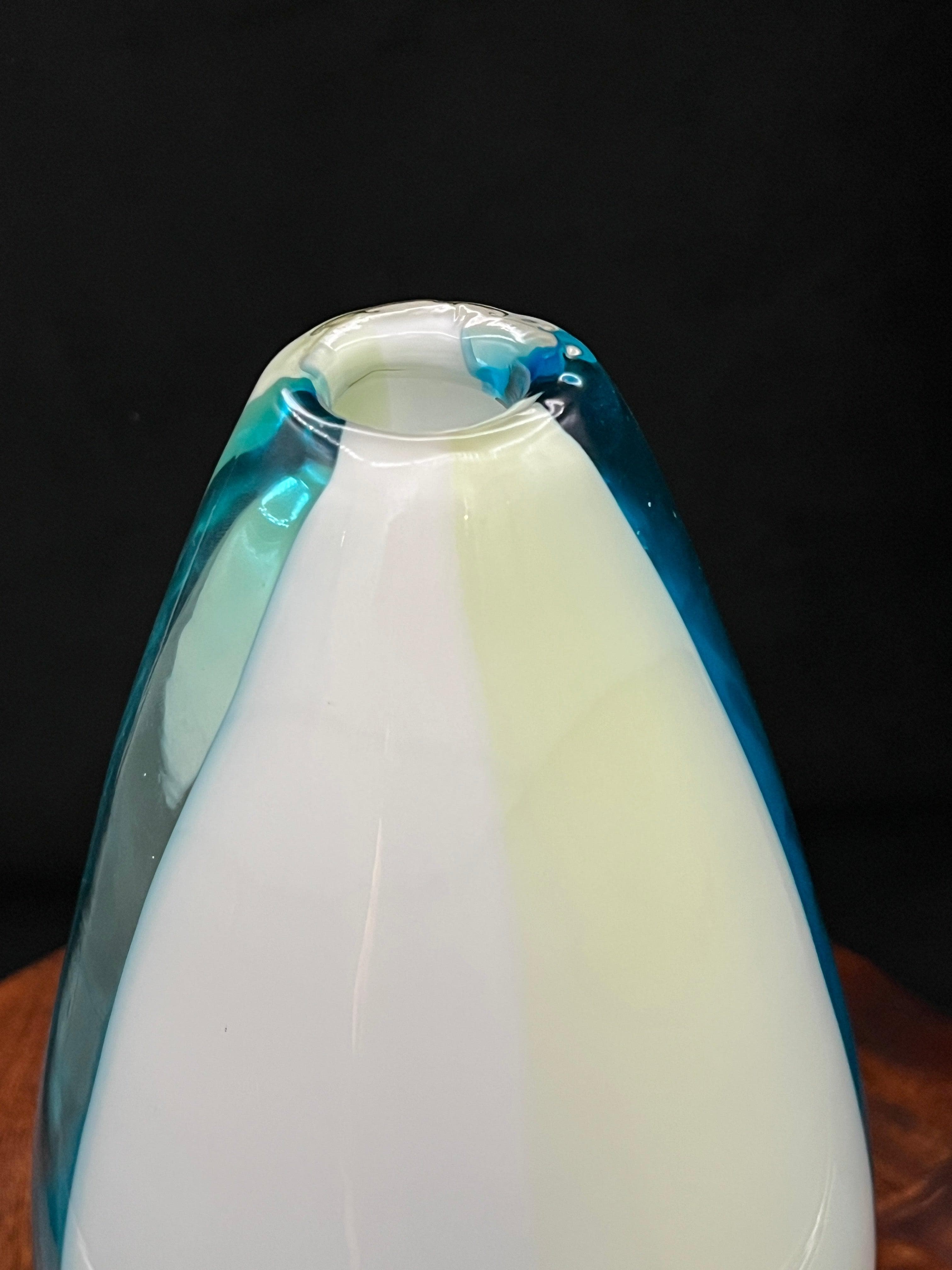 Large Murano Sommerso Glass Vase | Attributed Gino Cenedese | Blue & Green - Thumbnail 11