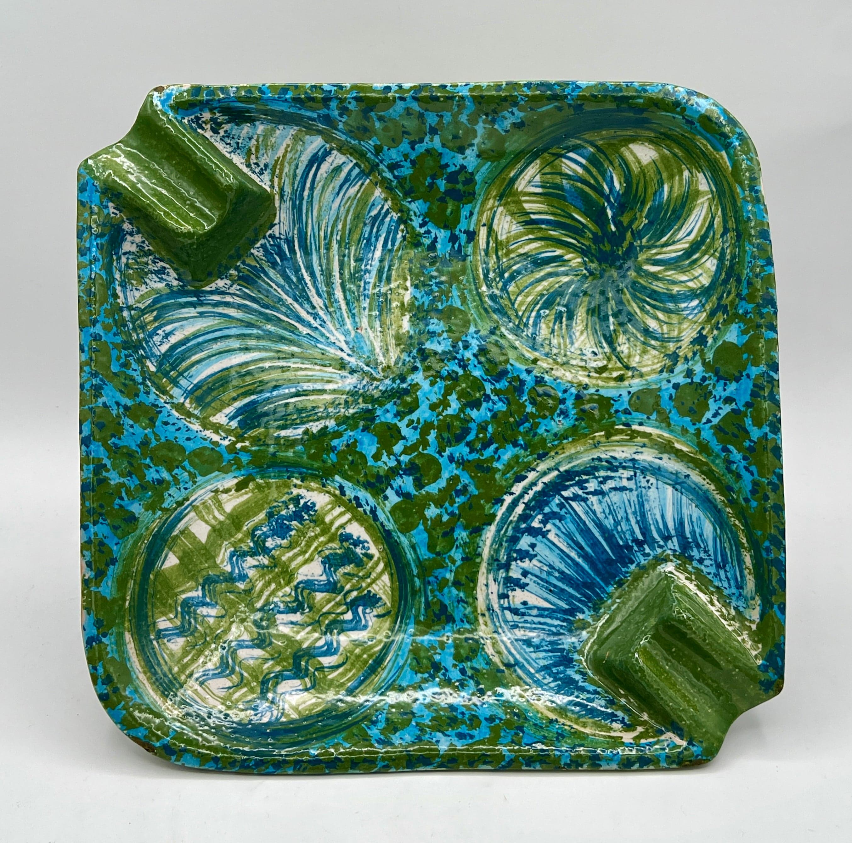 Vintage Large Raymor Italy 1308 Square Ceramic Ashtray Bitossi Style - Thumbnail 2