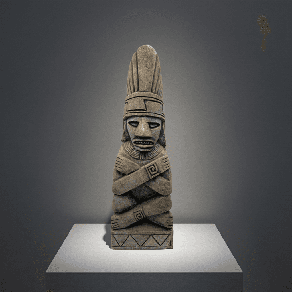 Hand-Carved Mayan Stone Sculpture 11" - Authentic Aztec Basalt Art - Thumbnail 2
