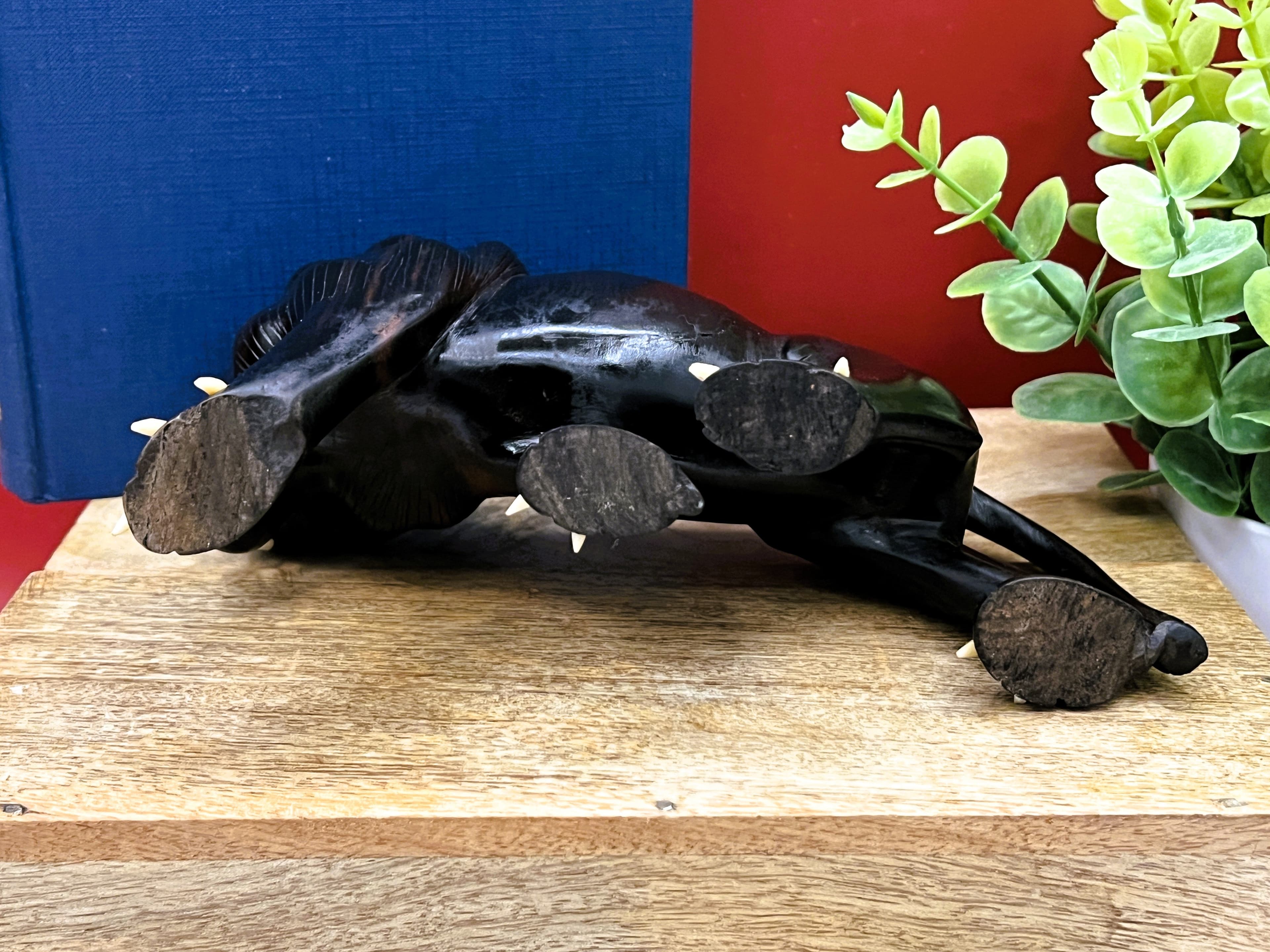 Vintage Hand-Carved African Ebony Wood Lion | Mid-Century Animal Figurine - Thumbnail 9