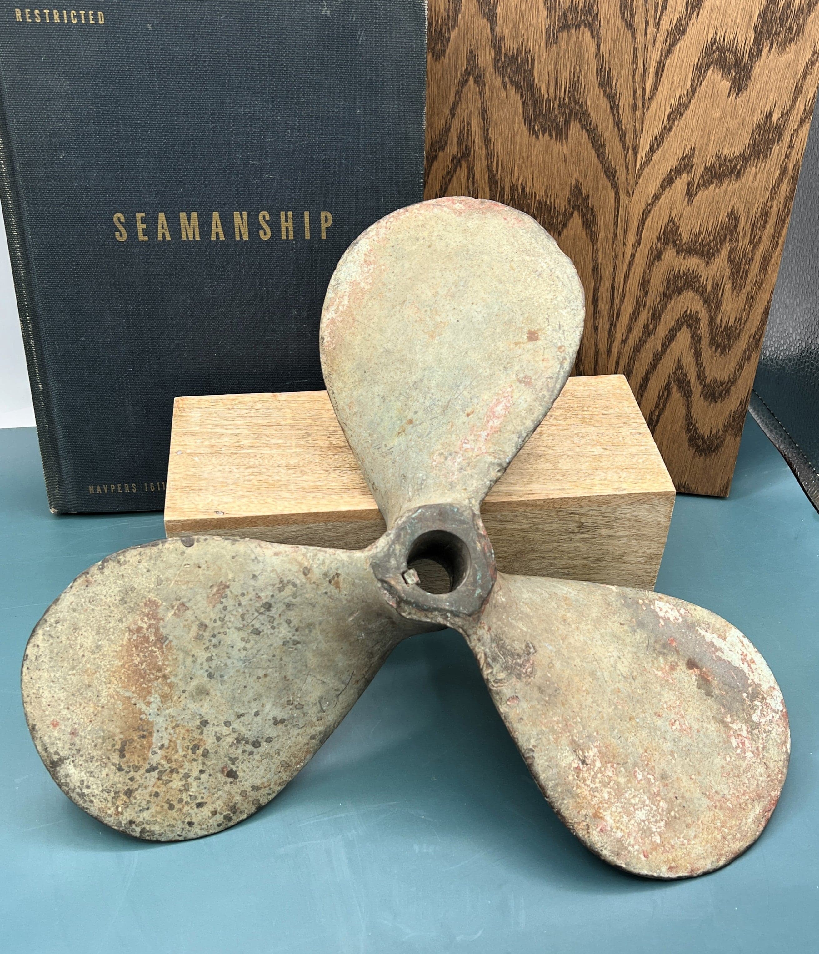 Vintage 10 Inch Manganese Bronze 3 Blade Marine Propeller Nautical Decor - Thumbnail 2