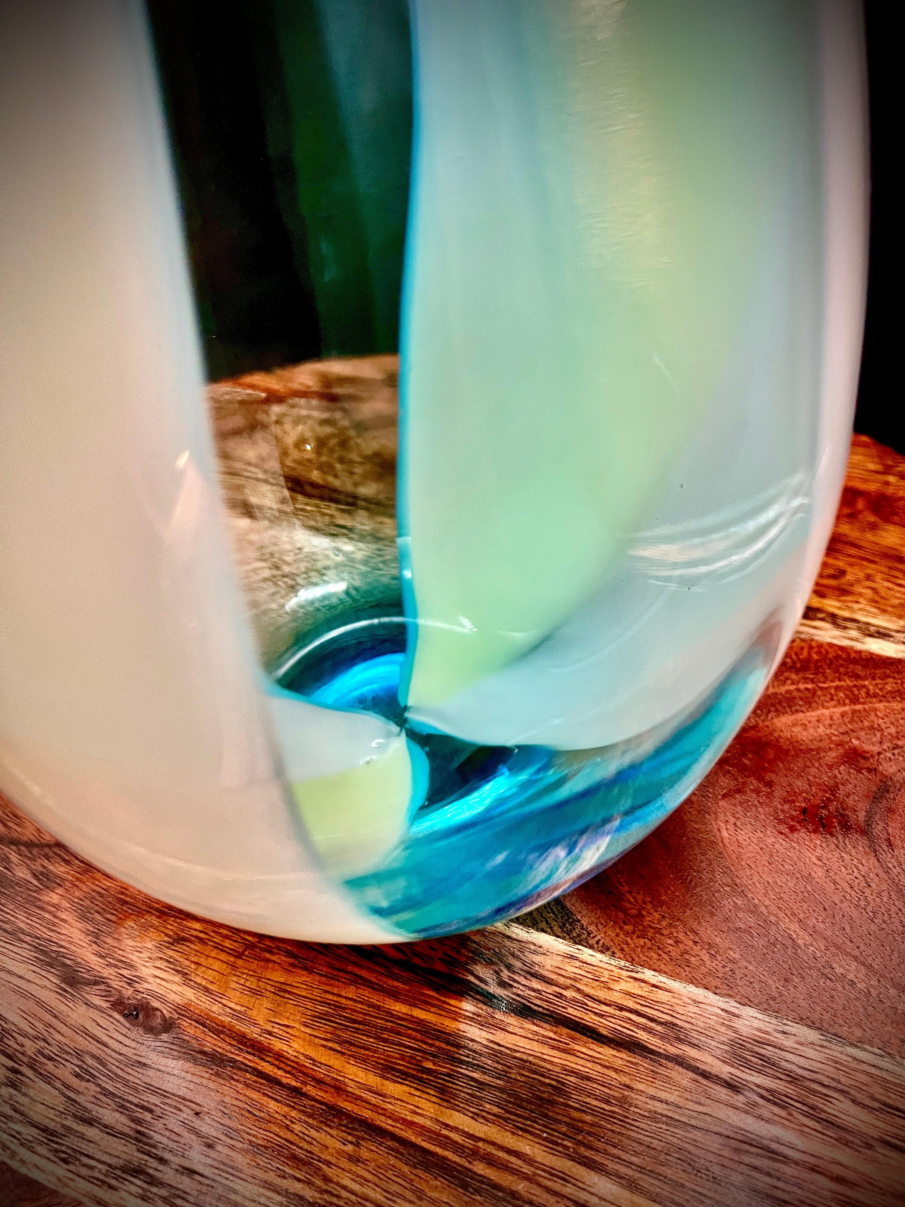 Large Murano Sommerso Glass Vase | Attributed Gino Cenedese | Blue & Green - Thumbnail 8