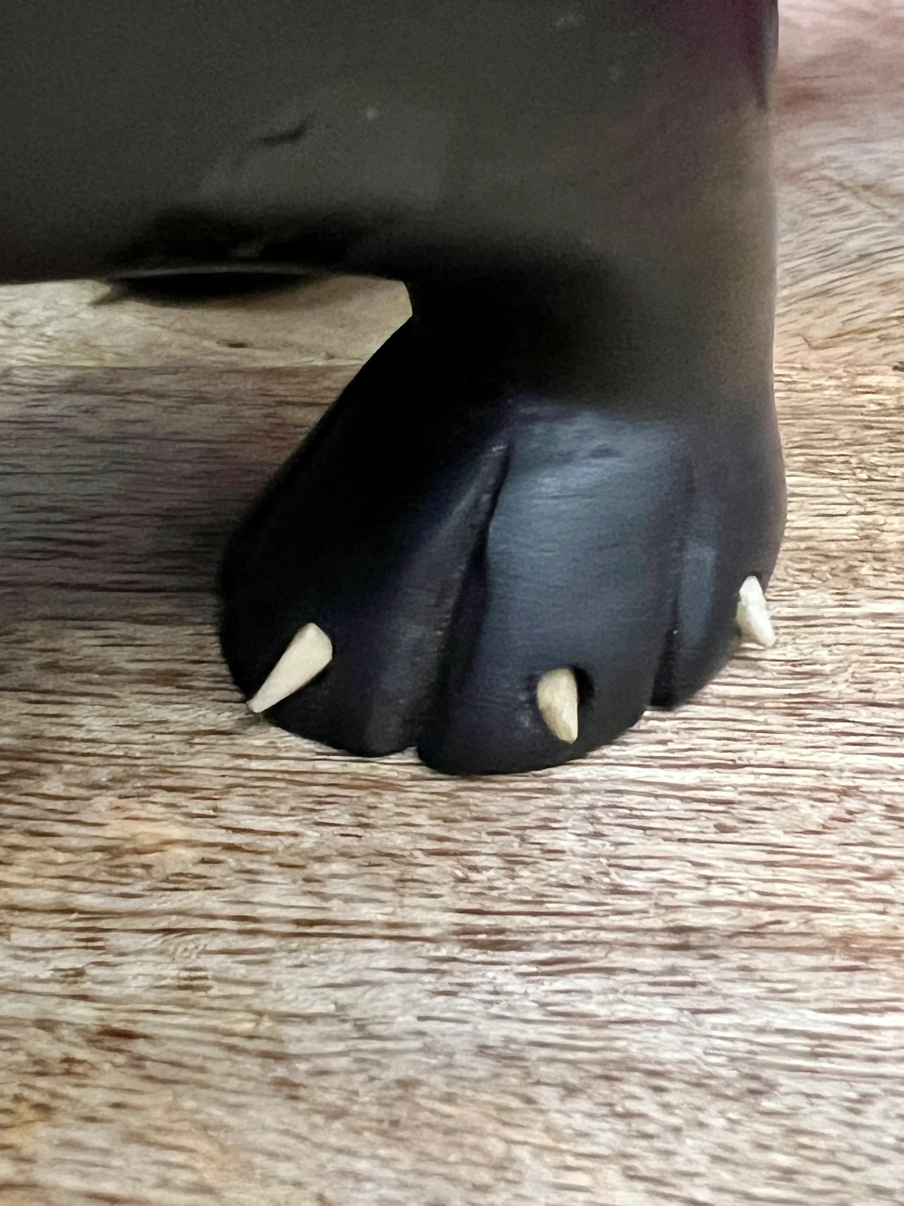 Vintage Hand Carved Ebony Wood Panther Sculpture with Bone Inlay - Thumbnail 7