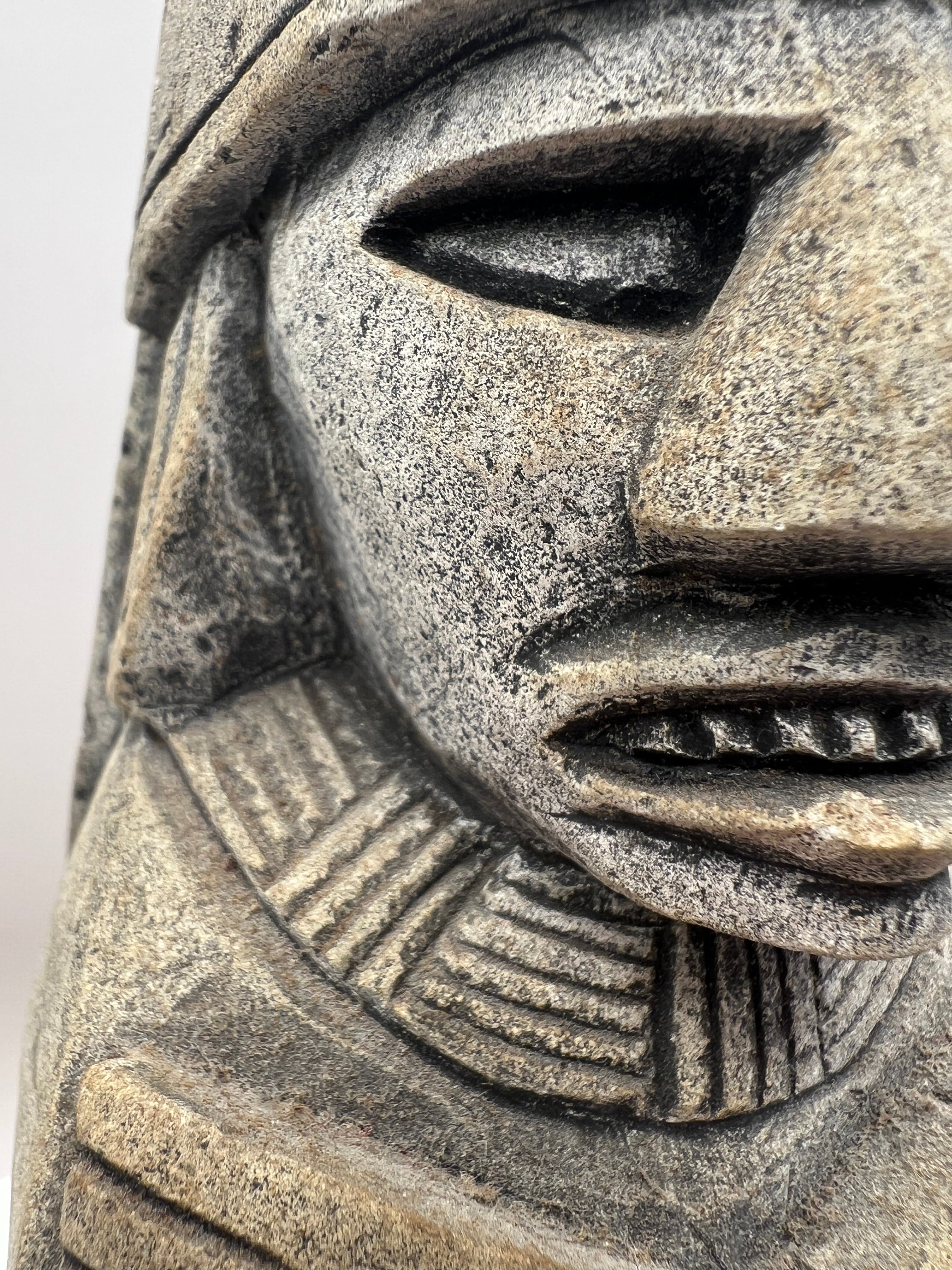 Hand-Carved Mayan Stone Sculpture 11" - Authentic Aztec Basalt Art - Thumbnail 7