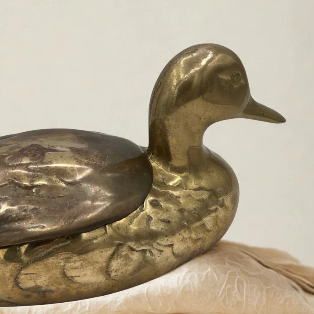 Vintage Brass Duck Trinket Box Decorative Storage 11 in Collectible - Thumbnail 4