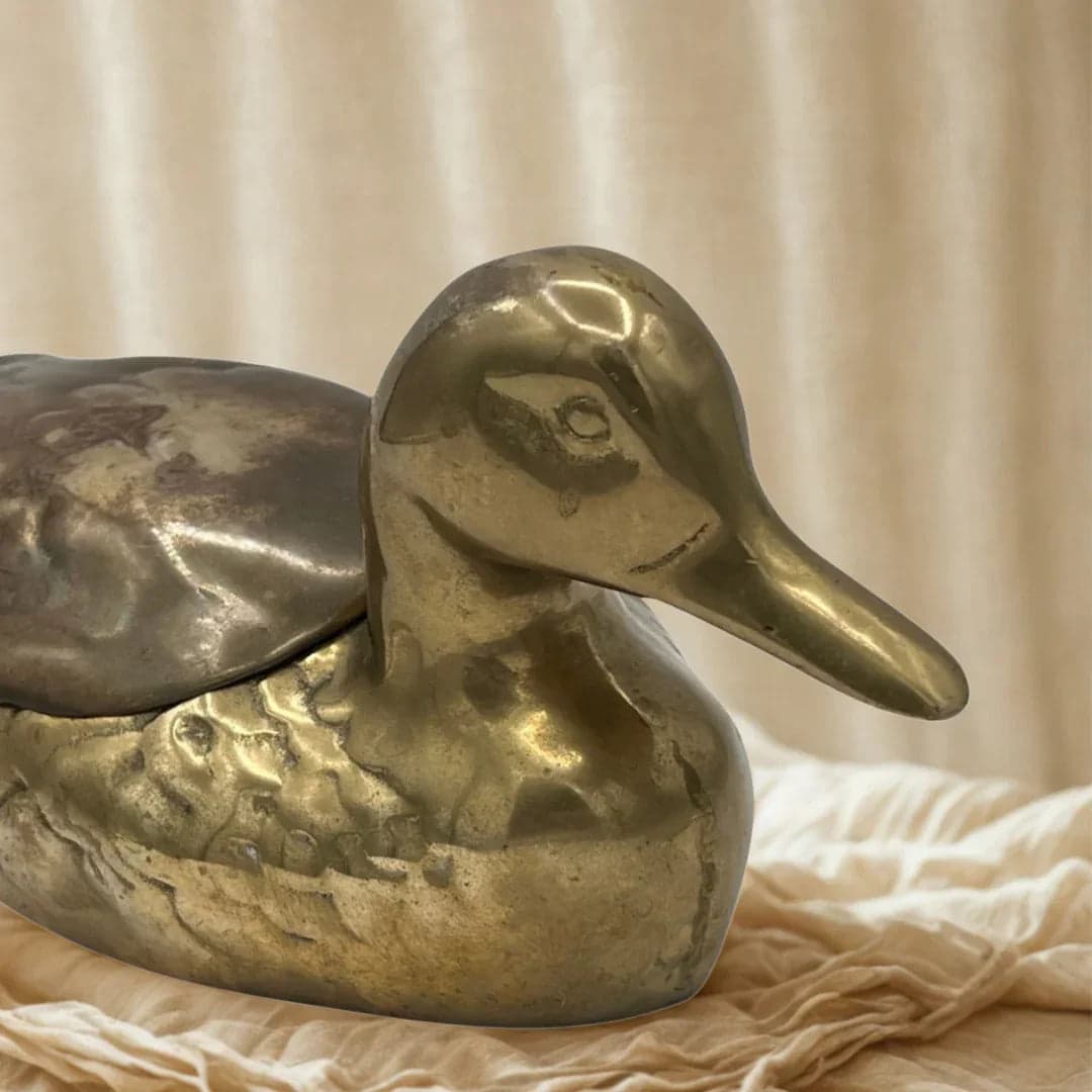Vintage Brass Duck Trinket Box Decorative Storage 11 in Collectible - Image 1