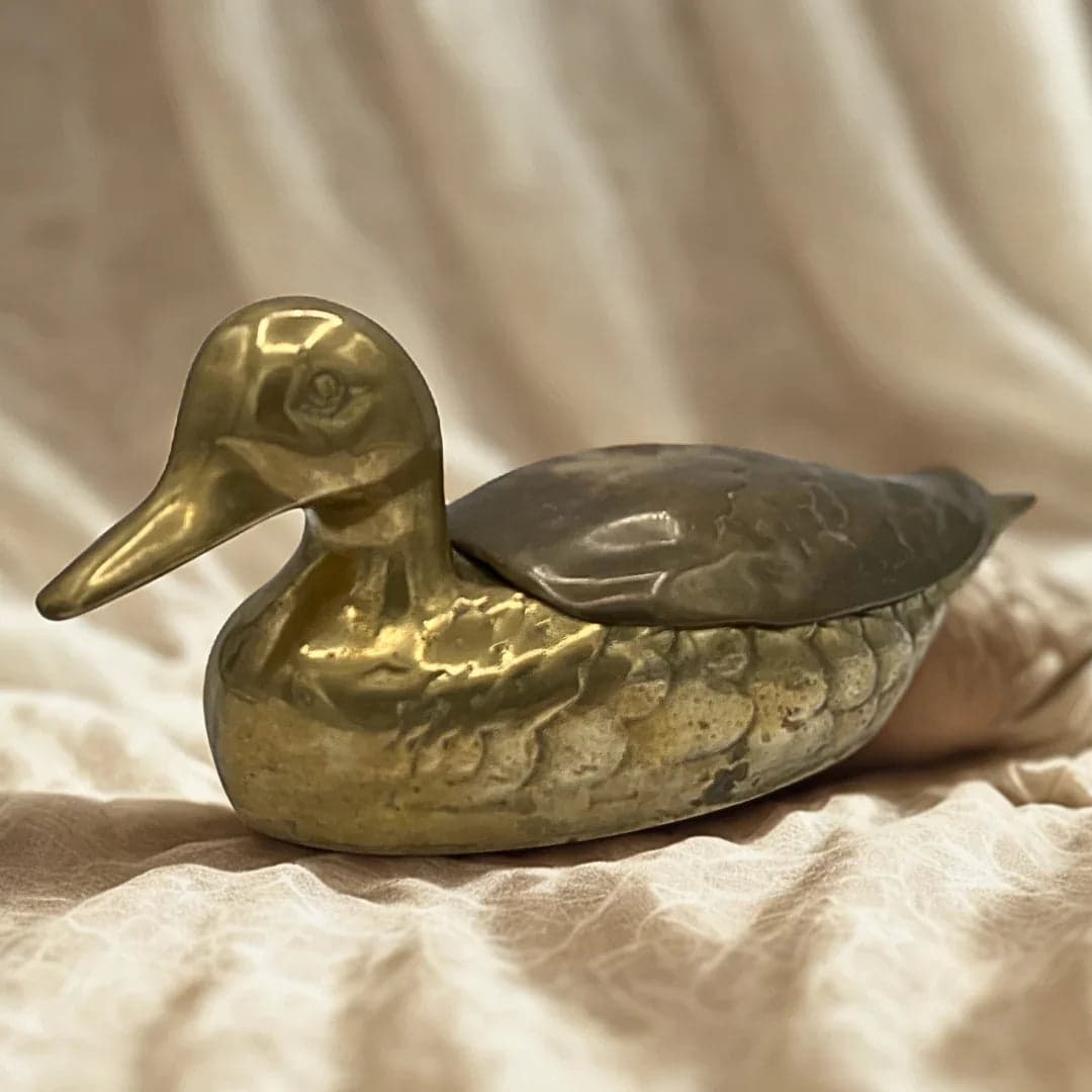 Vintage Brass Duck Trinket Box Decorative Storage 11 in Collectible - Thumbnail 2