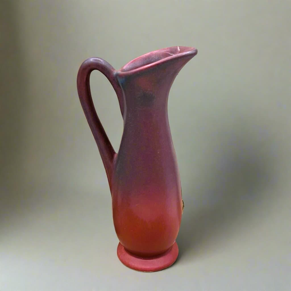 Van Briggle Pottery Matte Mulberry and Blue 7" Ewer Pitcher Vase - Image 1