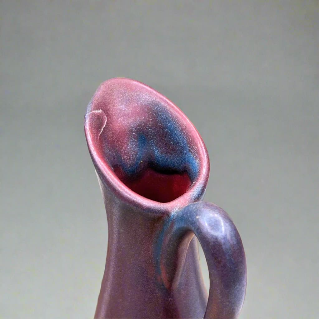 Van Briggle Pottery Matte Mulberry and Blue 7" Ewer Pitcher Vase - Thumbnail 4