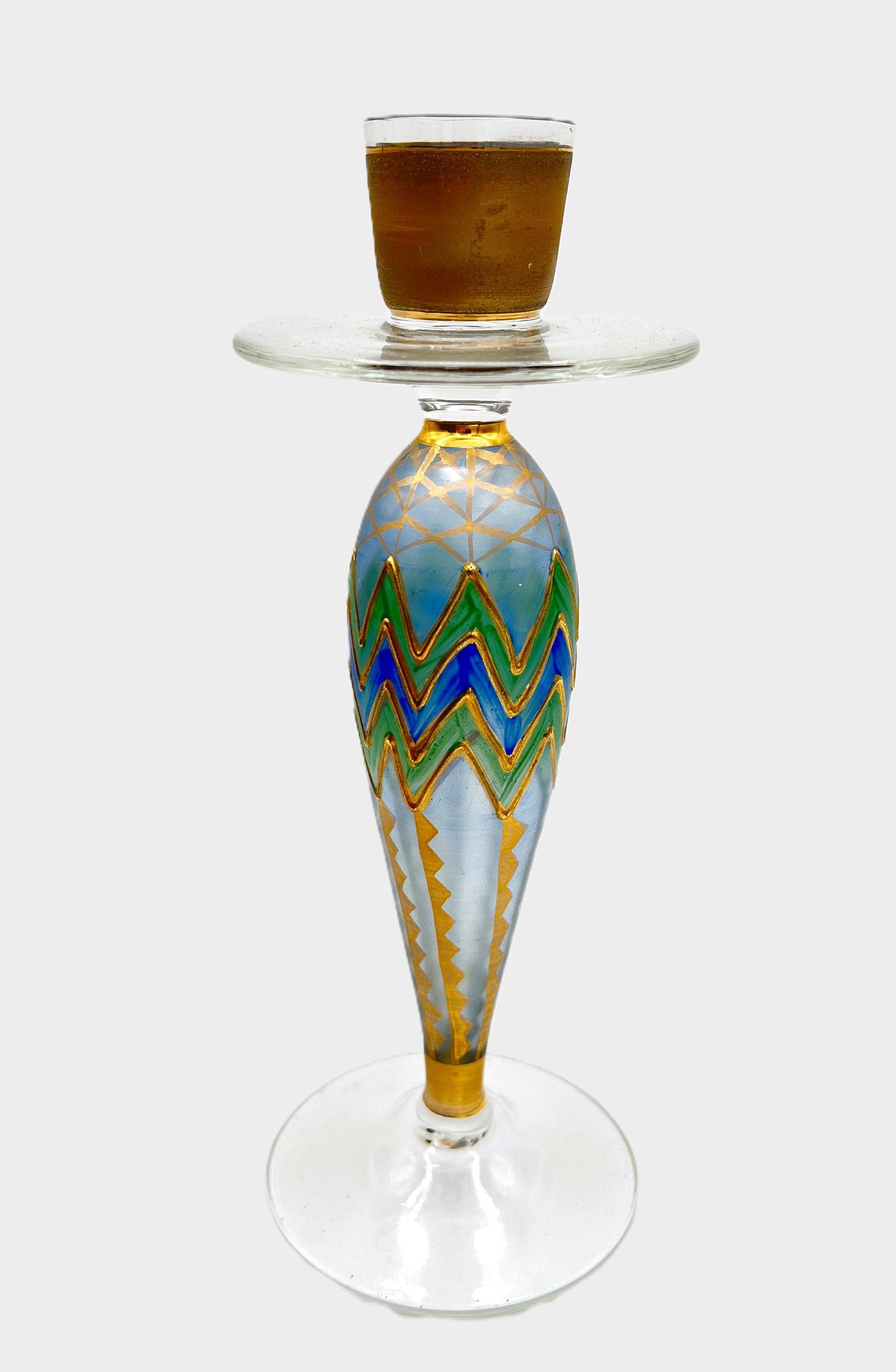 Nagel Hand-Painted Glass Candlestick - Vintage German Craftsmanship - Thumbnail 3