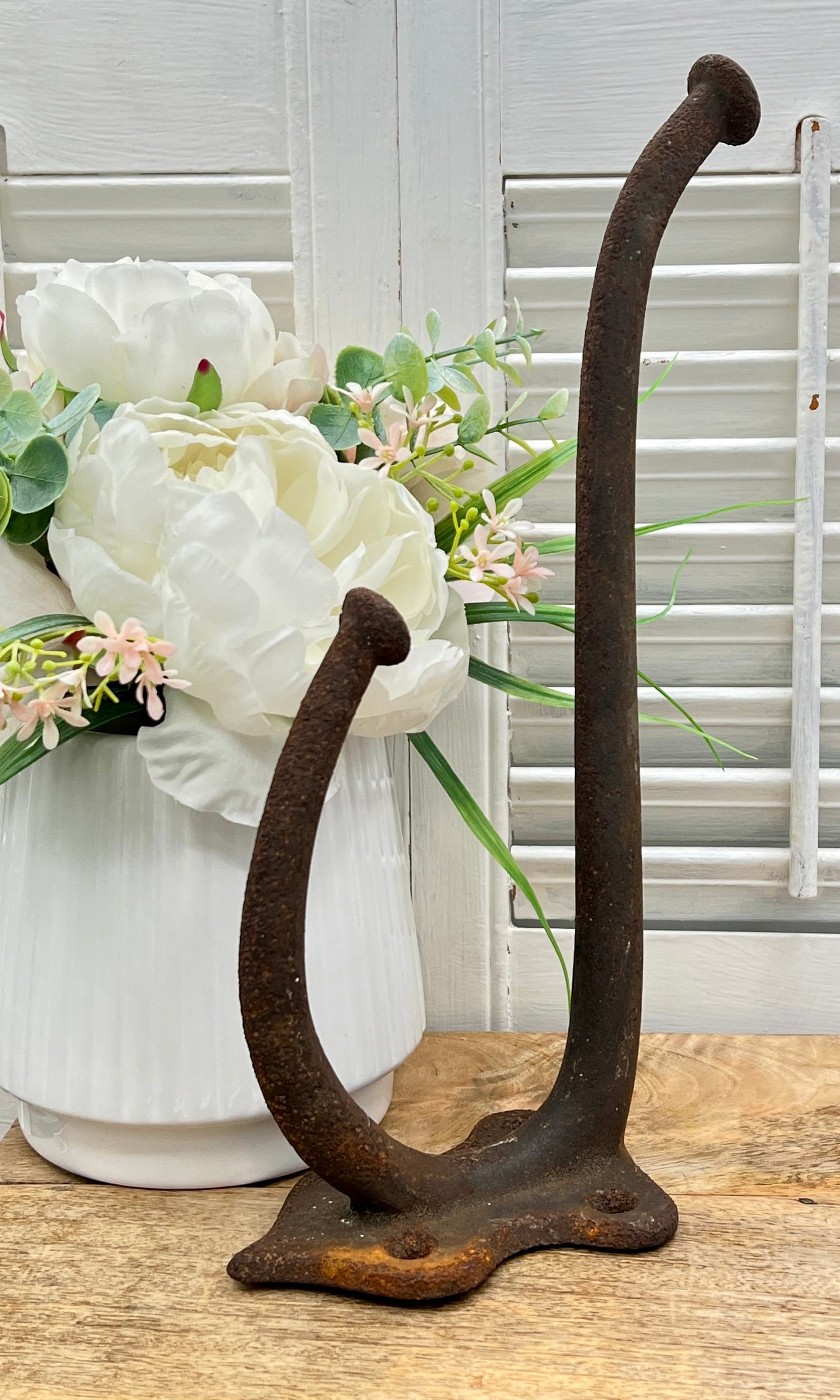 Large Antique Rustic Iron Tackle Hook Hanger - Image 1