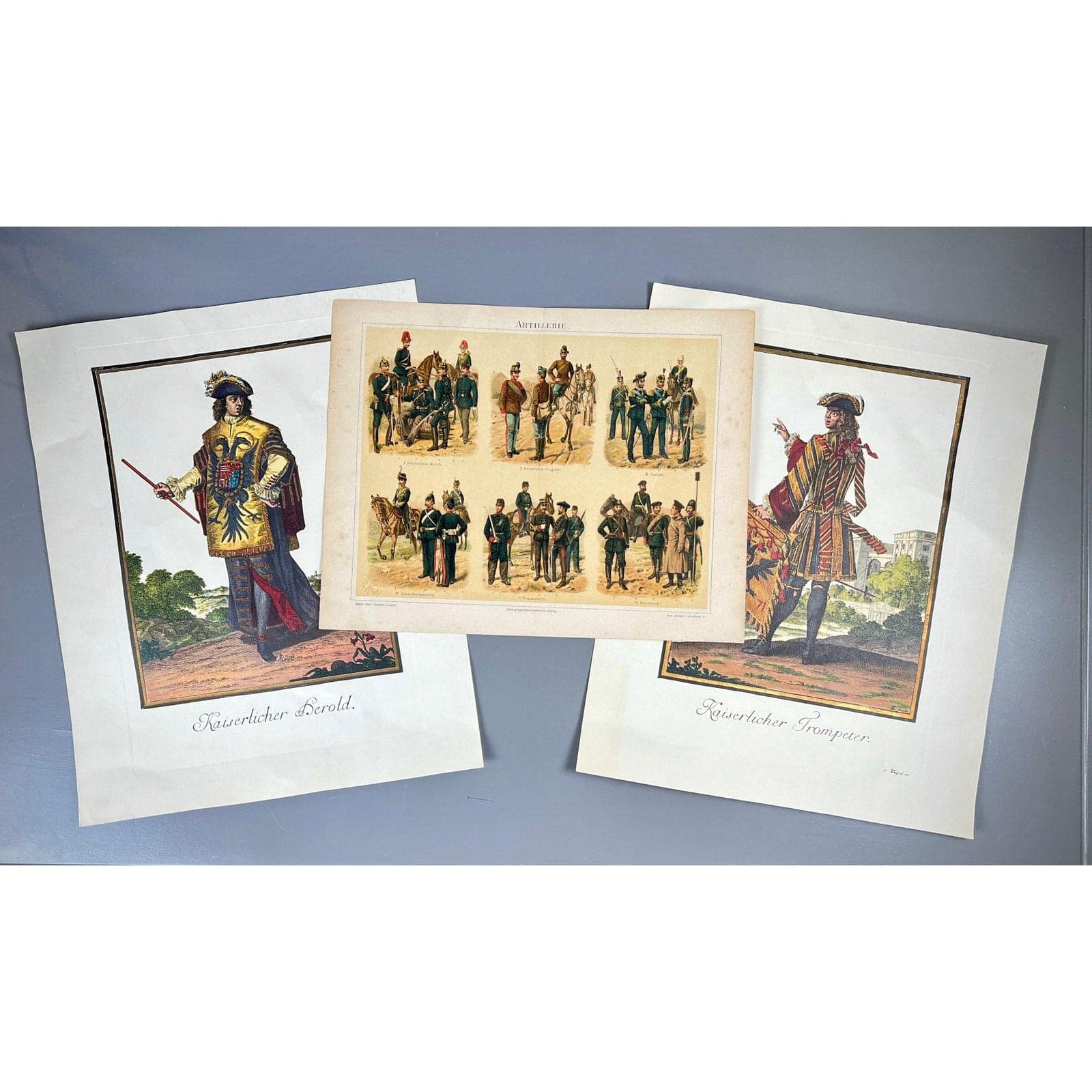 Vintage Military Uniform Prints Set of 3 Kaiserlicher Herald Artillerie - Image 1