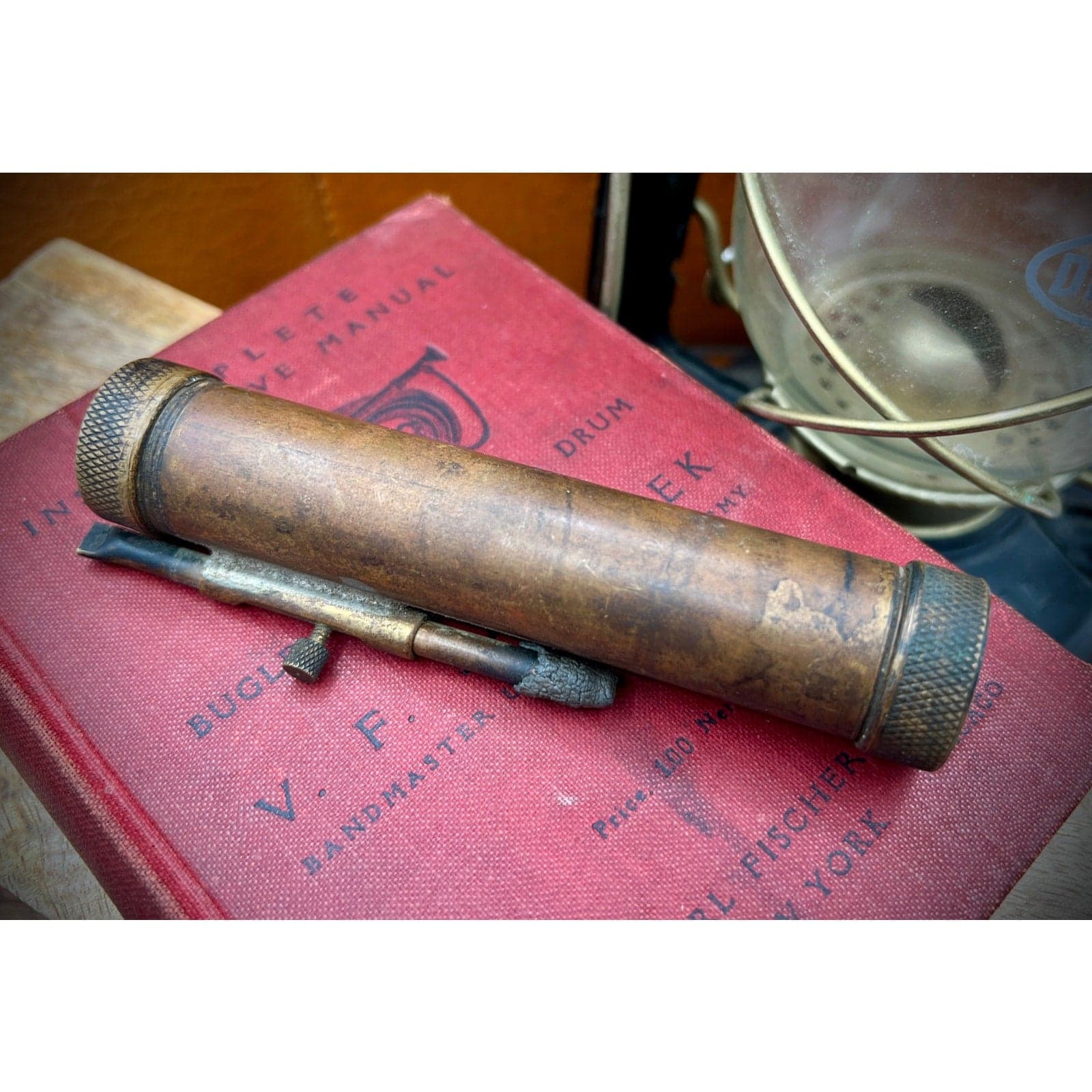 Vintage Solid Bronze Pocket Telescope Scope & Sight Level - Antique Brass Optic - Image 1