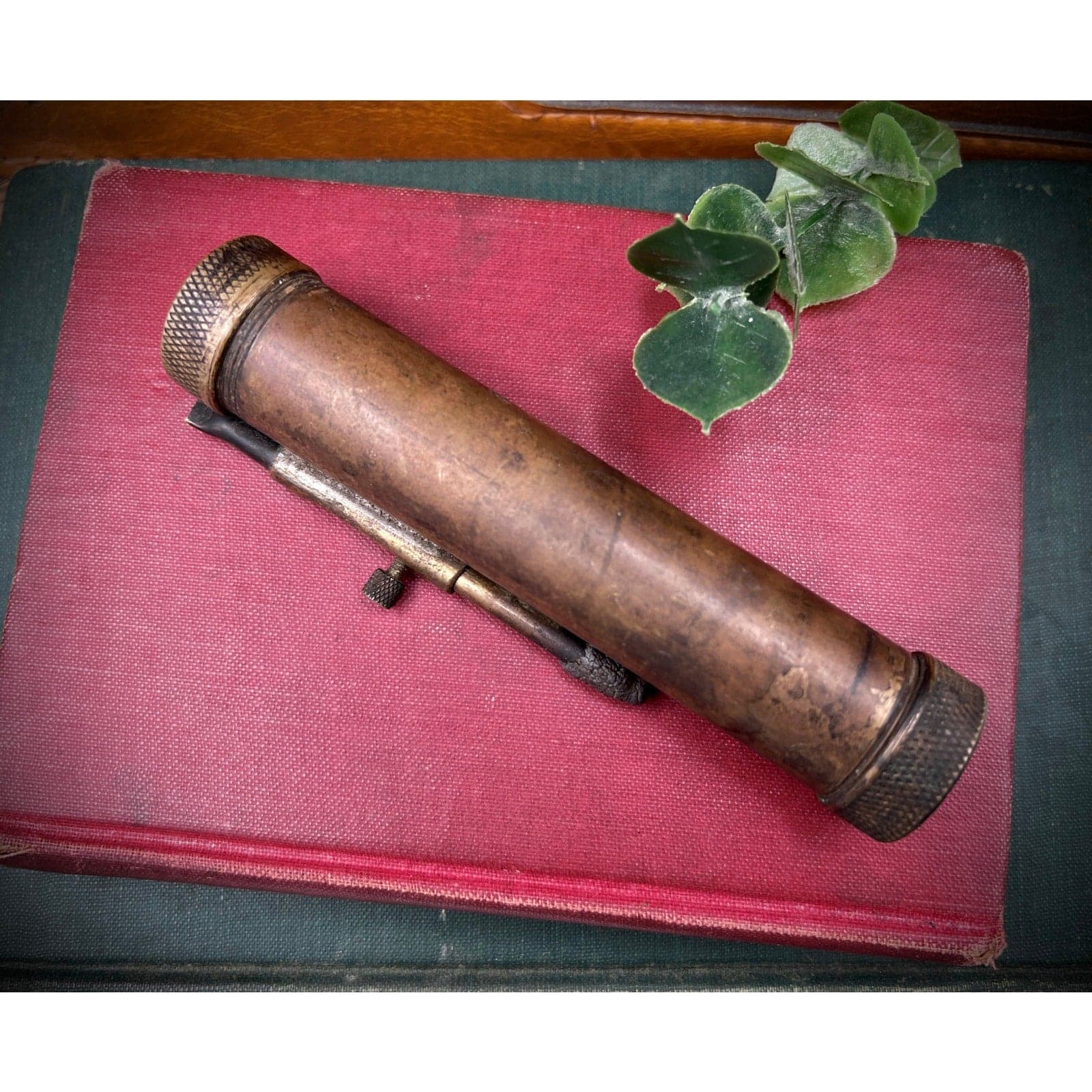Vintage Solid Bronze Pocket Telescope Scope & Sight Level - Antique Brass Optic - Thumbnail 3