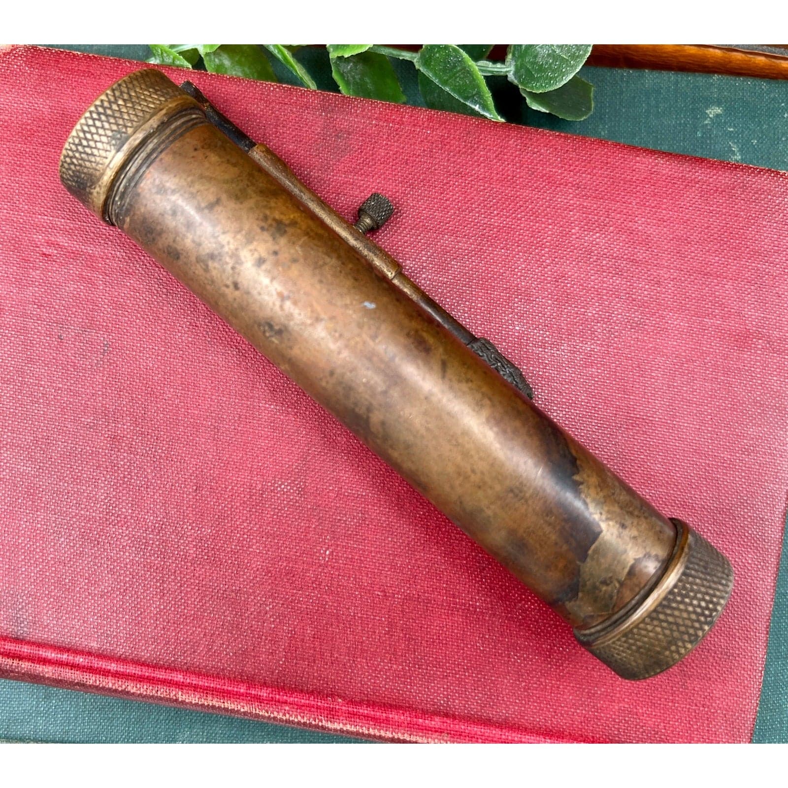 Vintage Solid Bronze Pocket Telescope Scope & Sight Level - Antique Brass Optic - Thumbnail 4