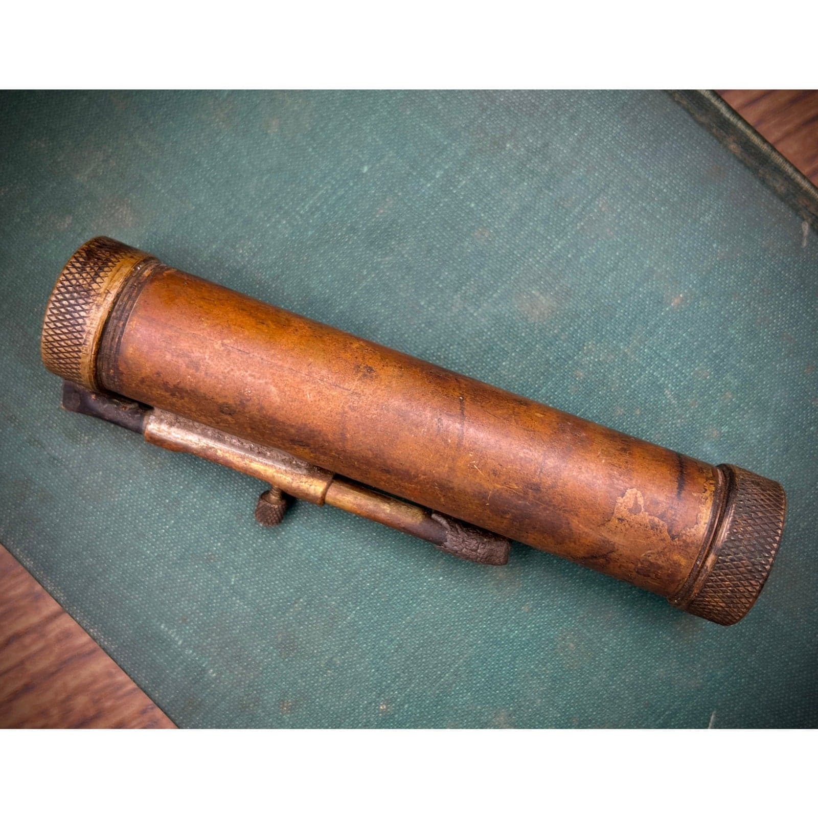 Vintage Solid Bronze Pocket Telescope Scope & Sight Level - Antique Brass Optic - Thumbnail 5