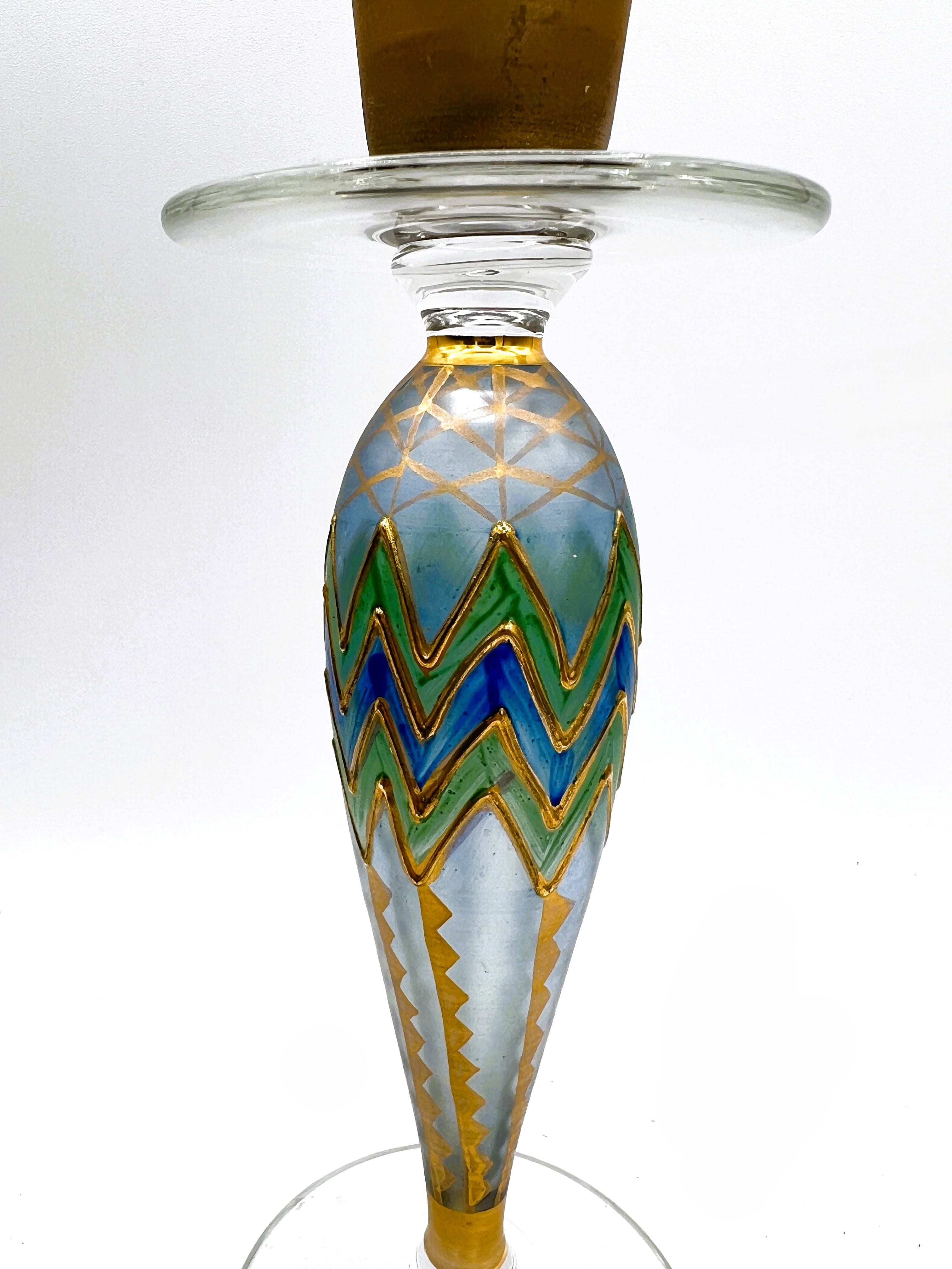 Nagel Hand-Painted Glass Candlestick - Vintage German Craftsmanship - Thumbnail 2
