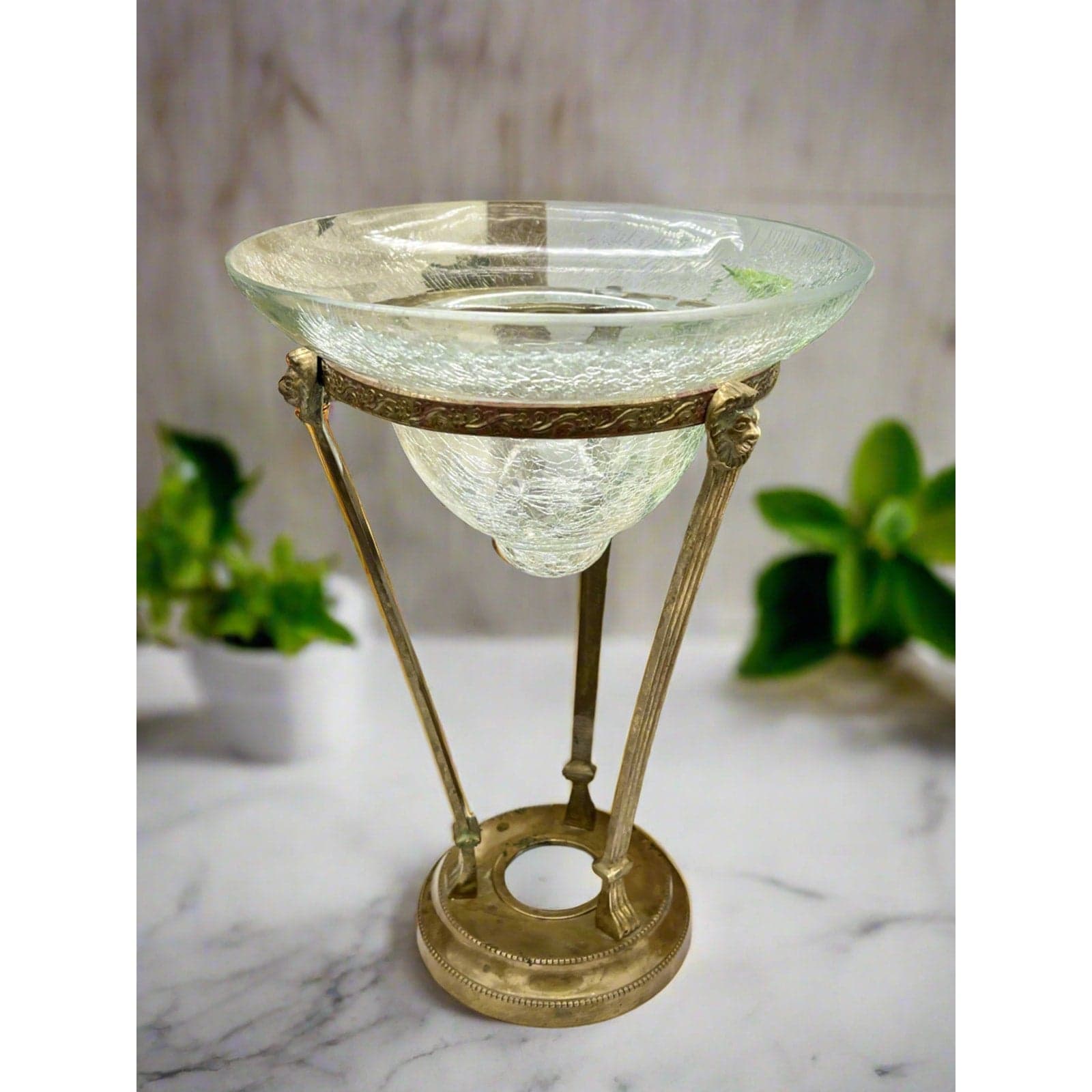 Vintage Brass Conical Vase with Lion Detail - Thumbnail 2