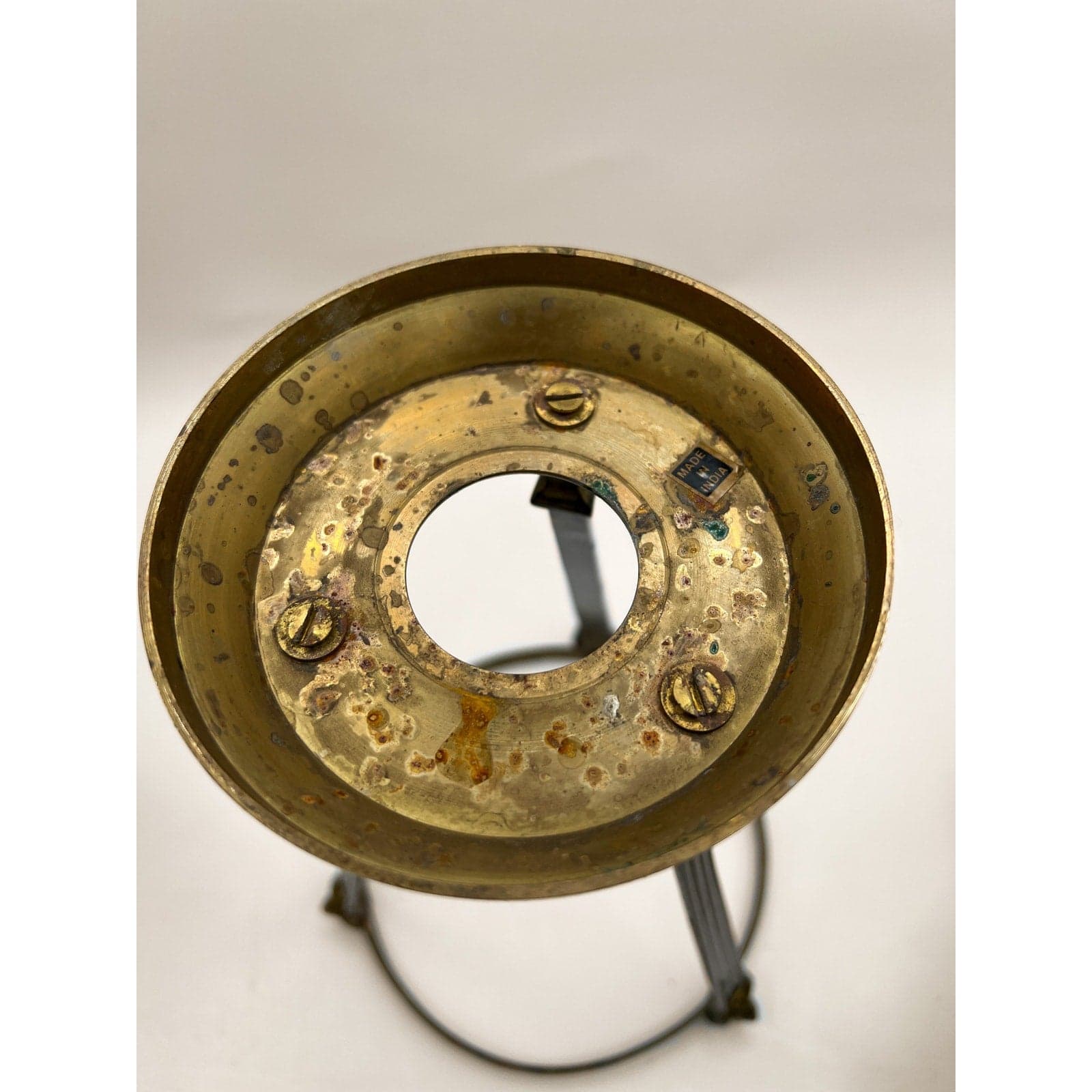 Vintage Brass Conical Vase with Lion Detail - Thumbnail 8