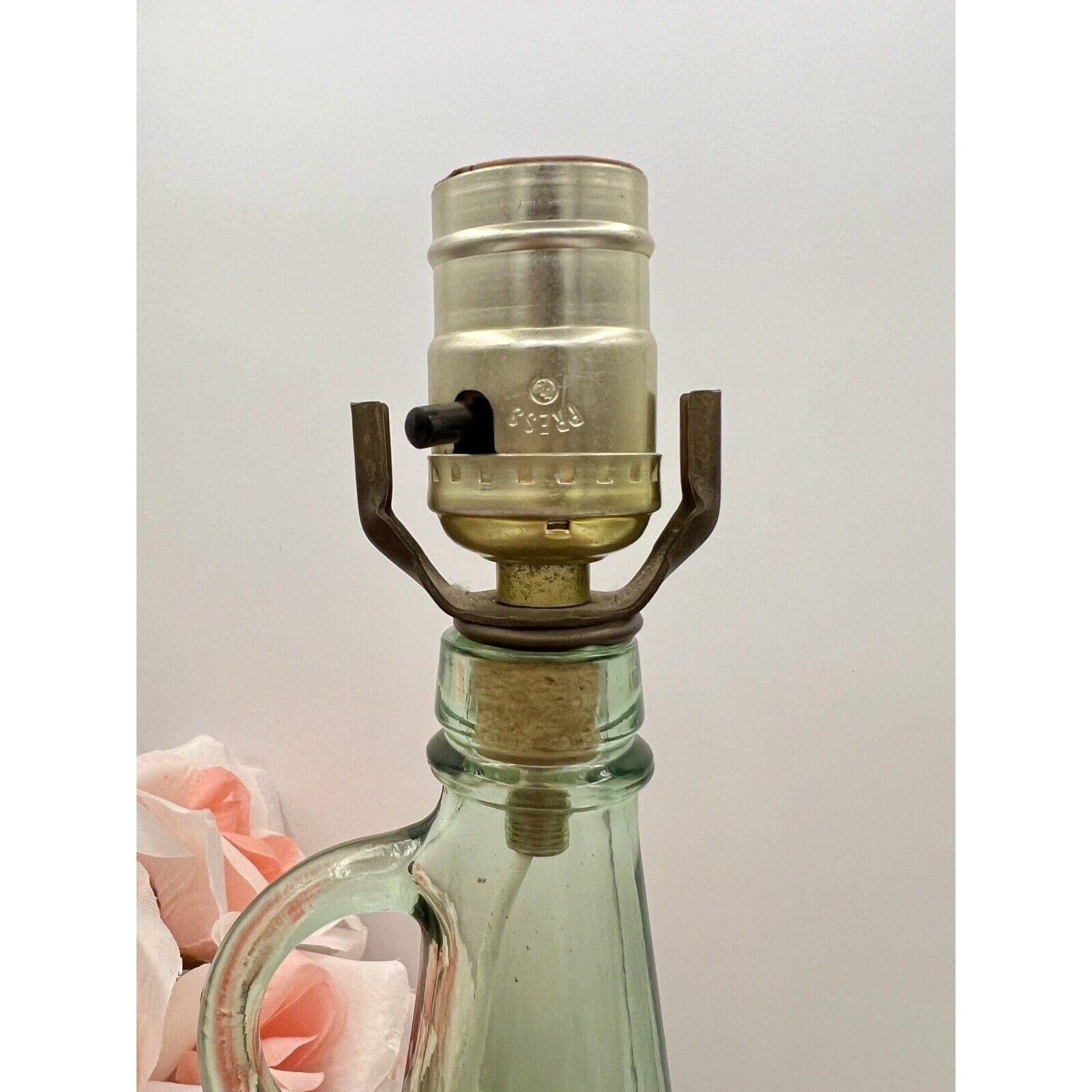 Vintage French Wine Green Glass Bottle Table Lamp - Thumbnail 4