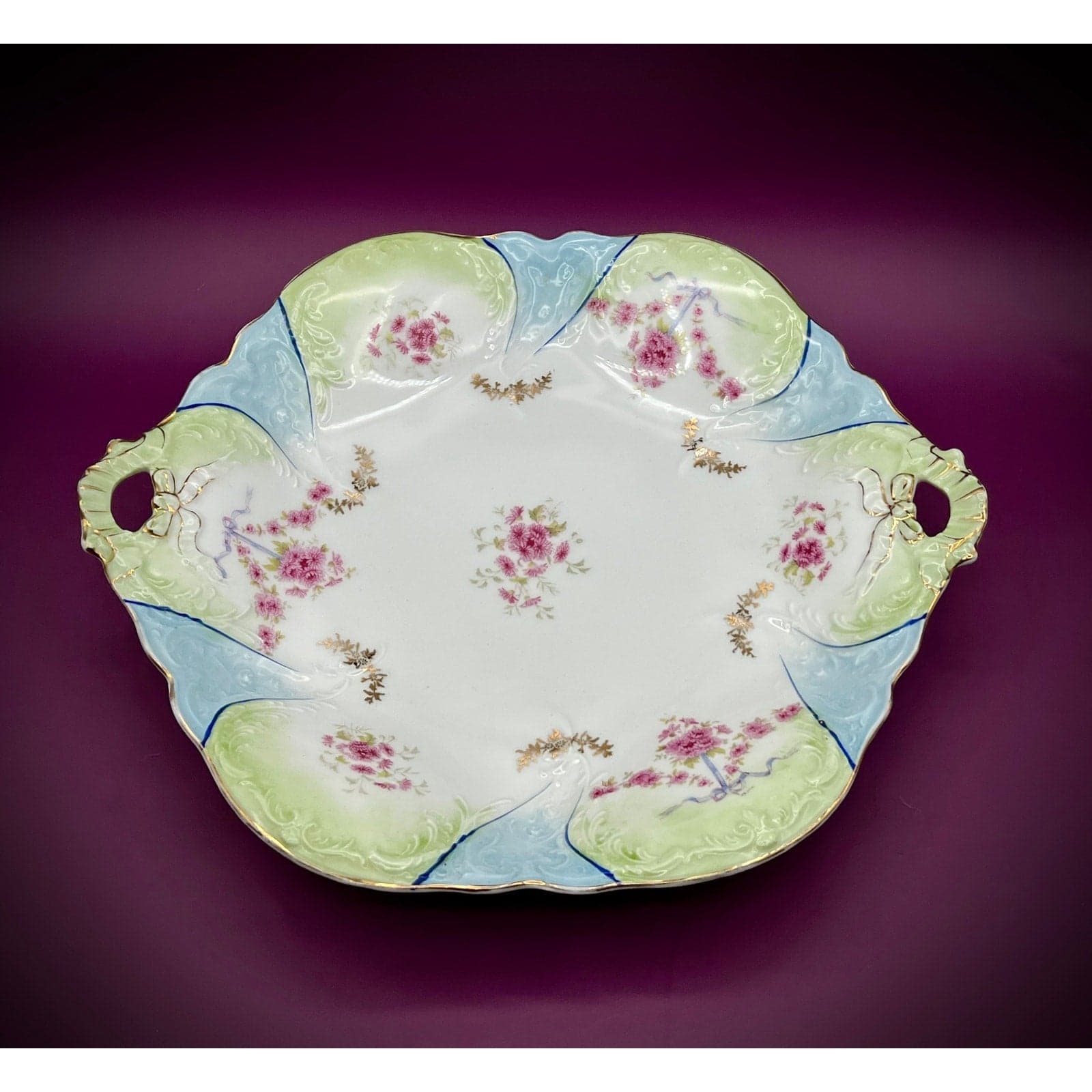 Antique Carl Tielsch German Porcelain 12.5" Floral Serving Platter - Thumbnail 3
