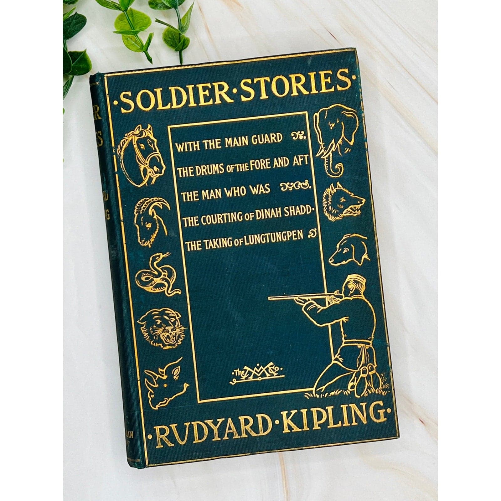 Antique Soldier Stories Book – 1897 Rudyard Kipling with Gold Illustrated Hardcover - Image 1