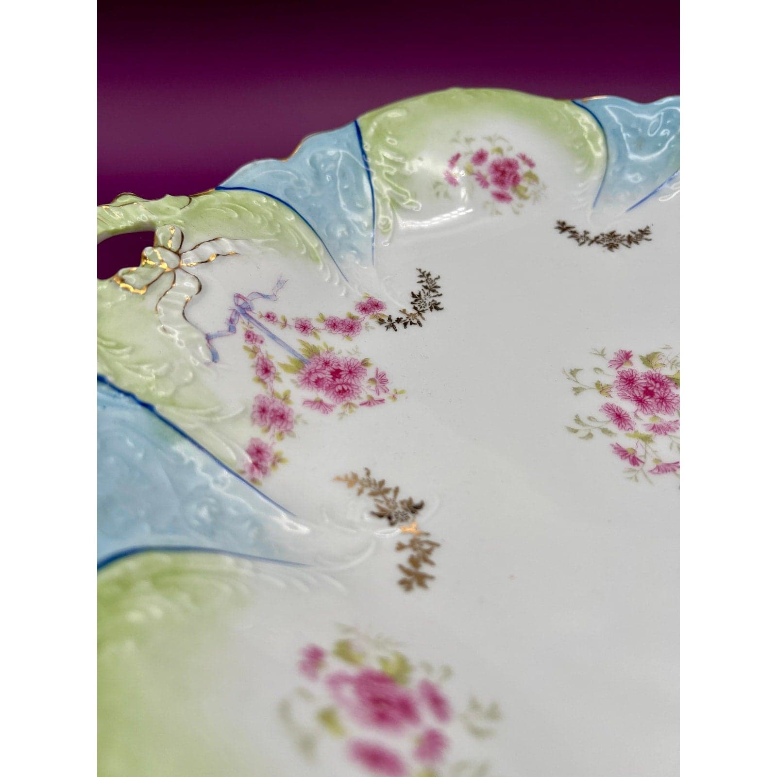 Antique Carl Tielsch German Porcelain 12.5" Floral Serving Platter - Thumbnail 5