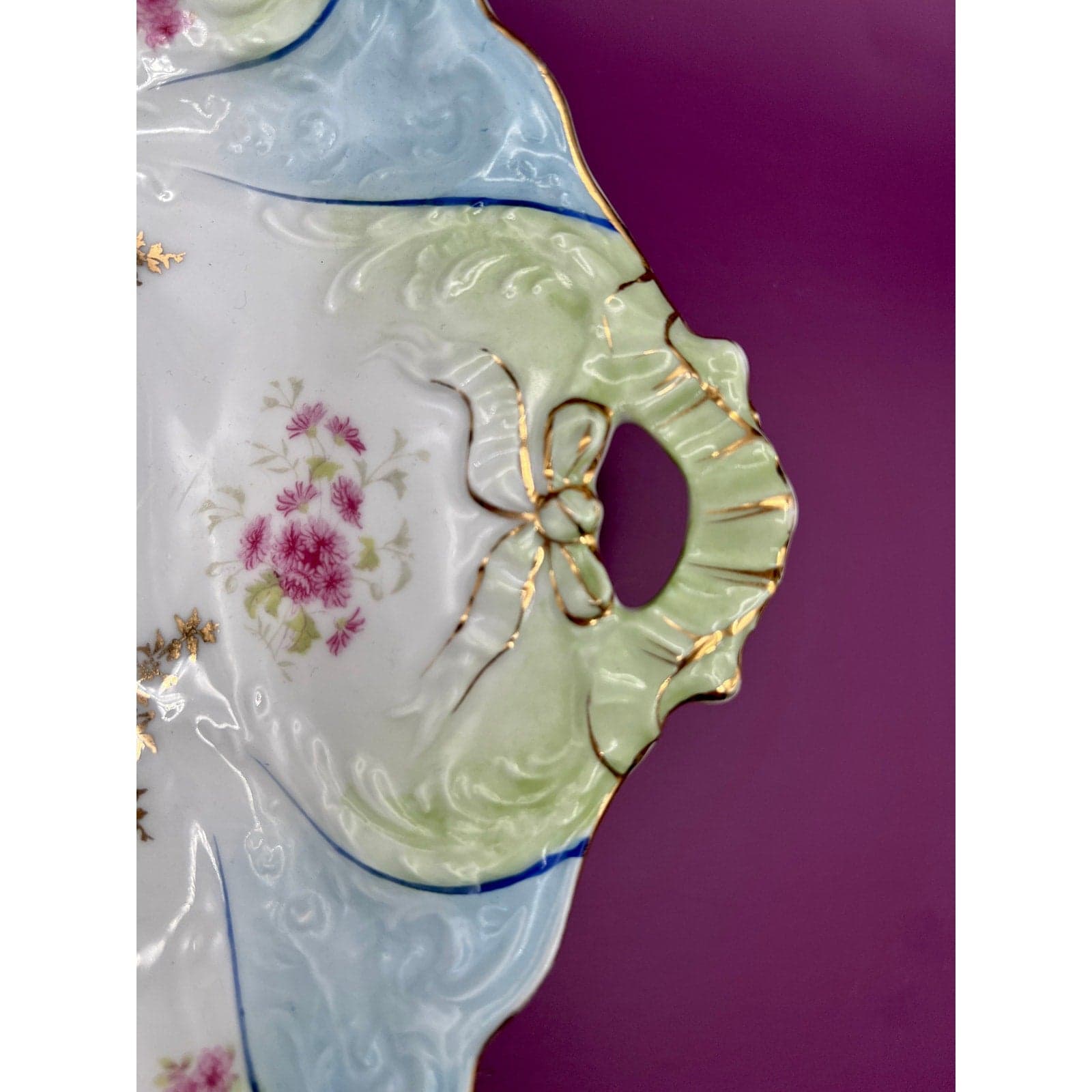 Antique Carl Tielsch German Porcelain 12.5" Floral Serving Platter - Thumbnail 6